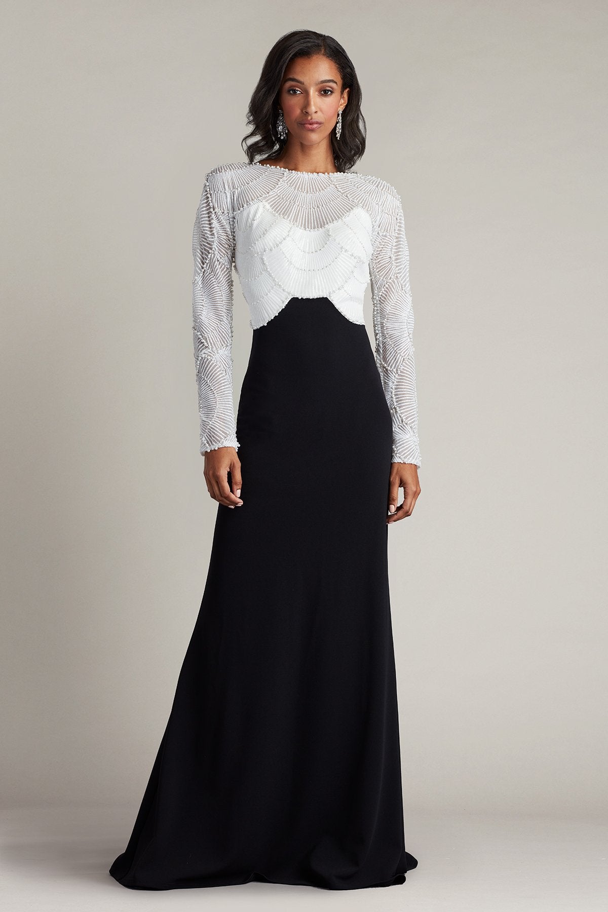 Destiny Long-Sleeve Embellished Gown IV/BK Tadashi Shoji Official Online Boutique Destiny Long-Sleeve Embellished Gown IV/BK Tadashi Shoji Official Online Boutique