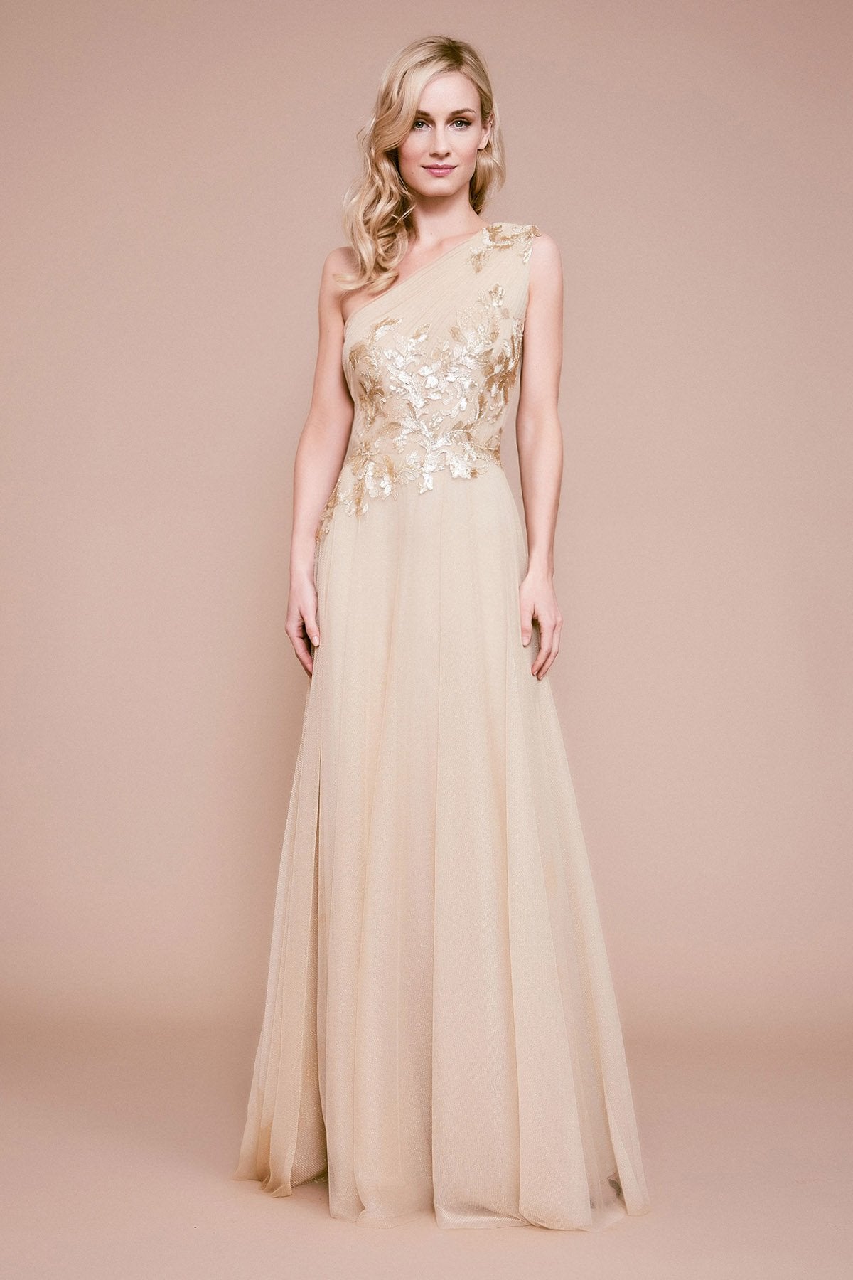 dama gold dresses Gold by Petite Amalie White Glitter Tulle Gown main image 1