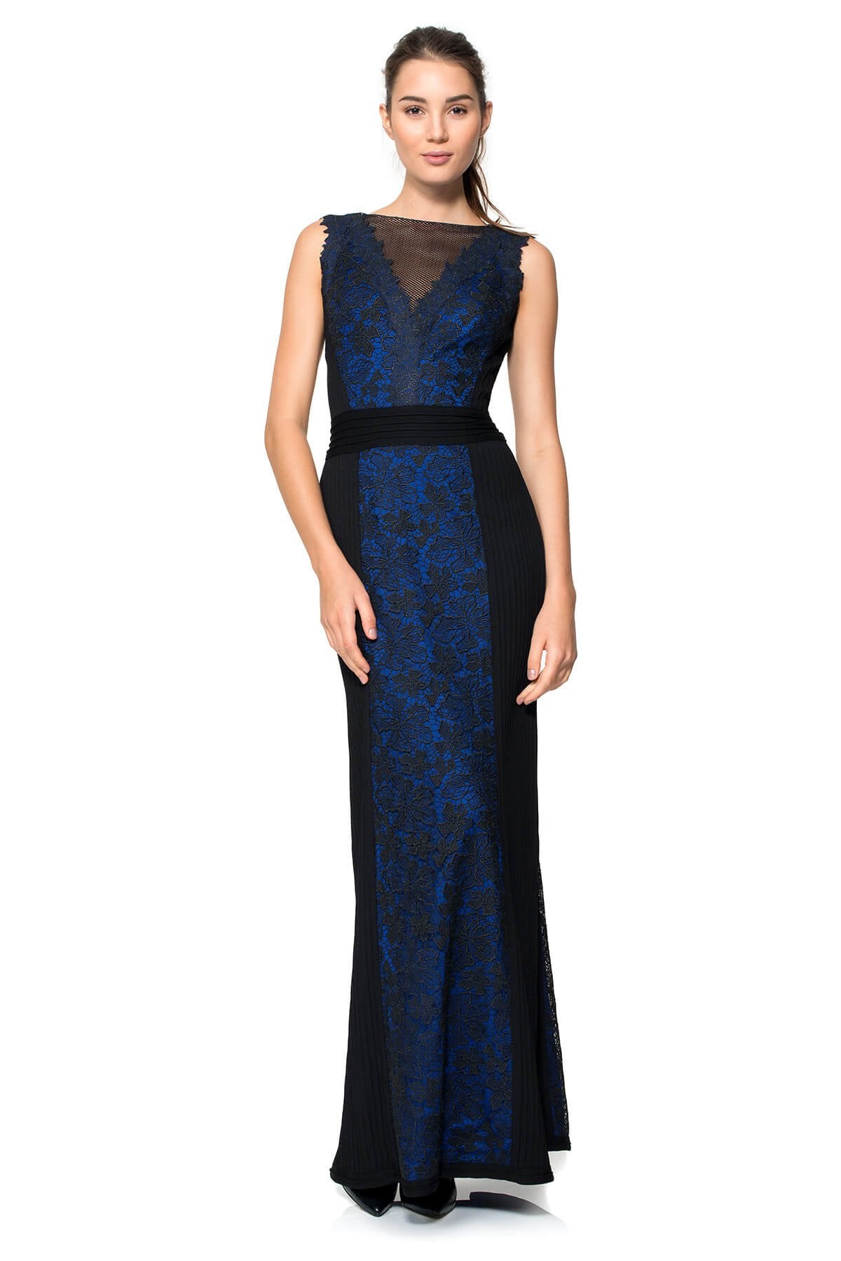 Embroidered Lace and Pintuck Jersey Illusion Neckline Gown – Tadashi Shoji  Official Online Boutique