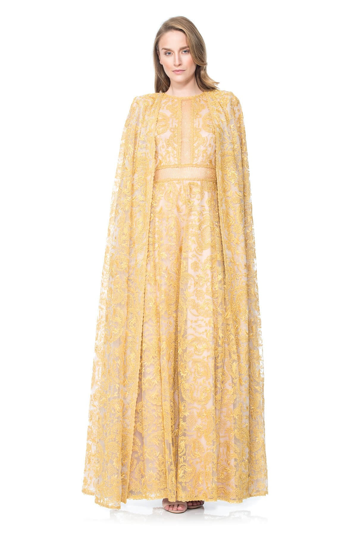 Gold Metallic Embroidered Tulle Cape – Tadashi Shoji Official Online  Boutique