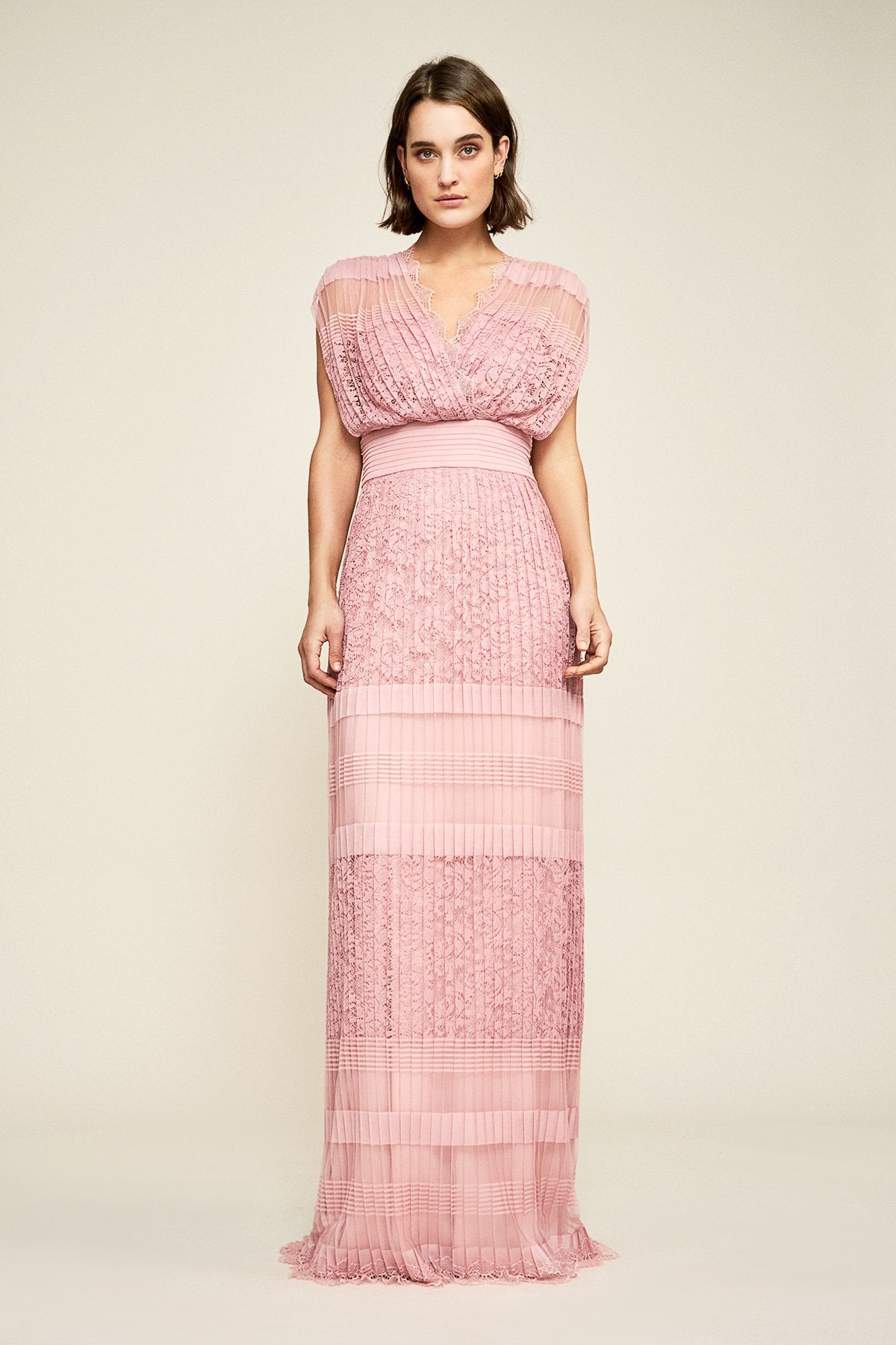 Dover Pleated Lace Gown – Tadashi Shoji Official Online Boutique
