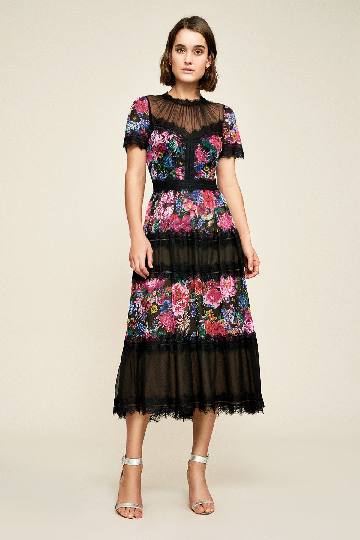 Ravi Floral Tea-Length Dress – Tadashi Shoji Official Online Boutique