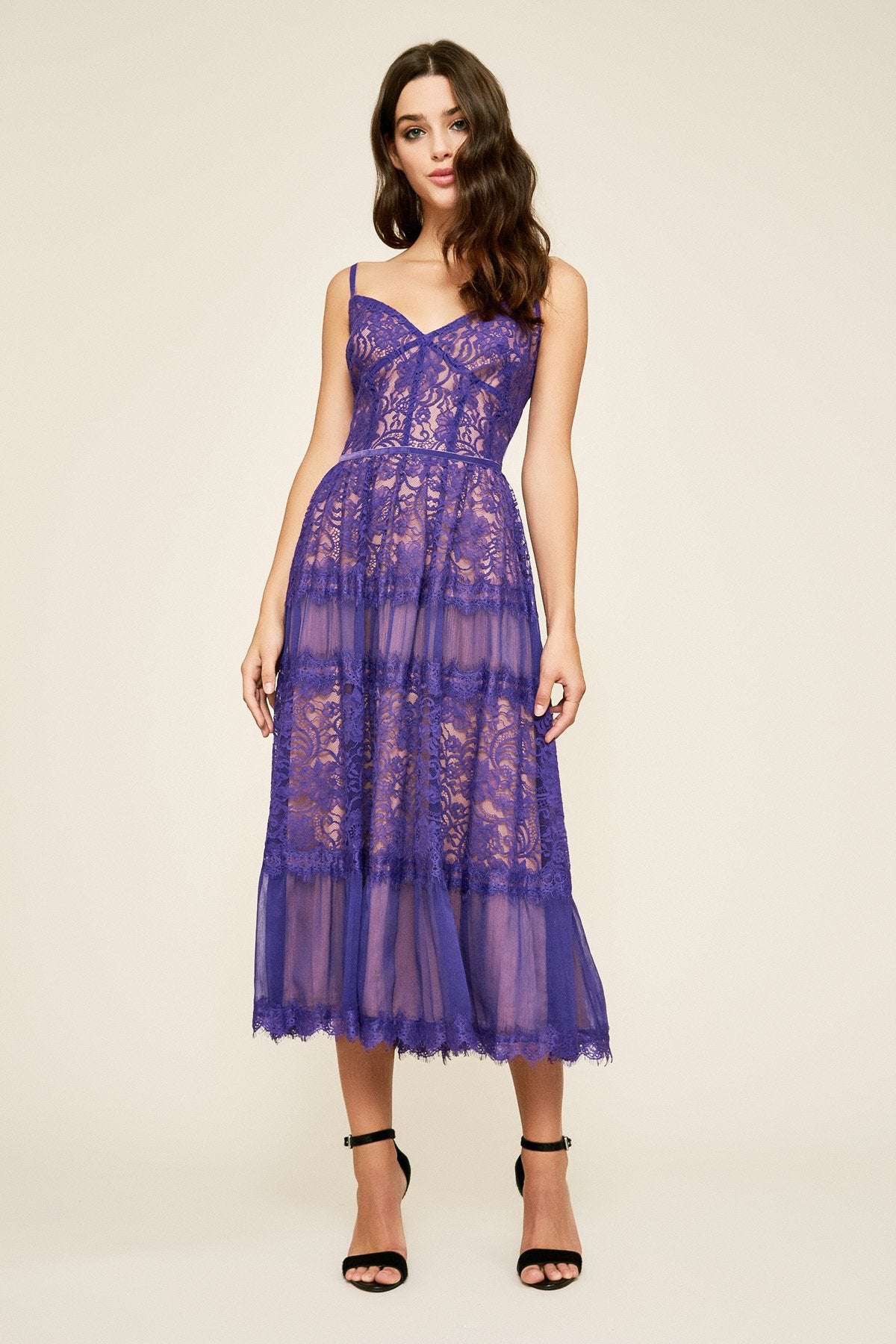 Tatiana Strap Tea-Length Lace Dress  Tadashi Shoji Official Online Boutique