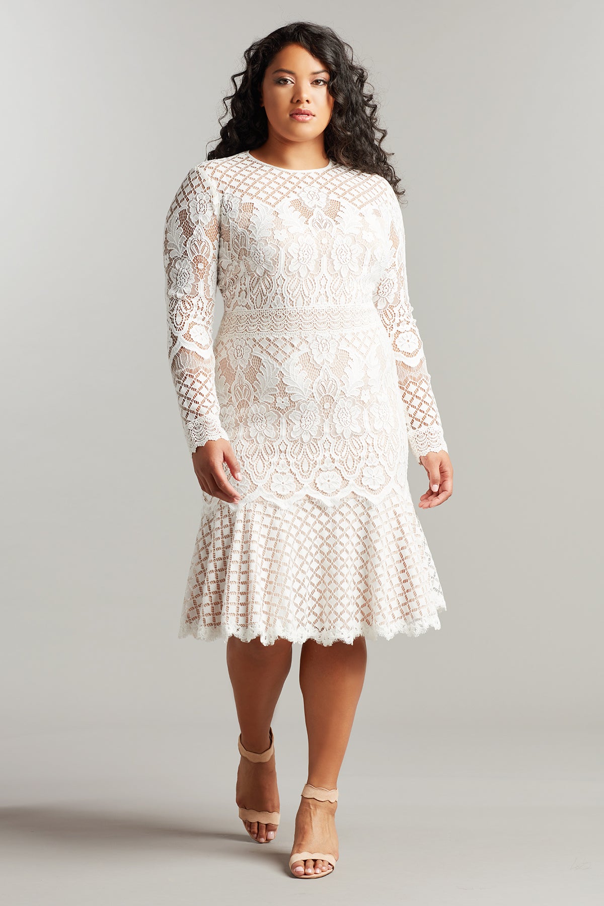 plus size lace dress ivory Barron Long-Sleeve Helsa The Little Teacup ARRIVALS the Liza wedding gown US Size:14 W