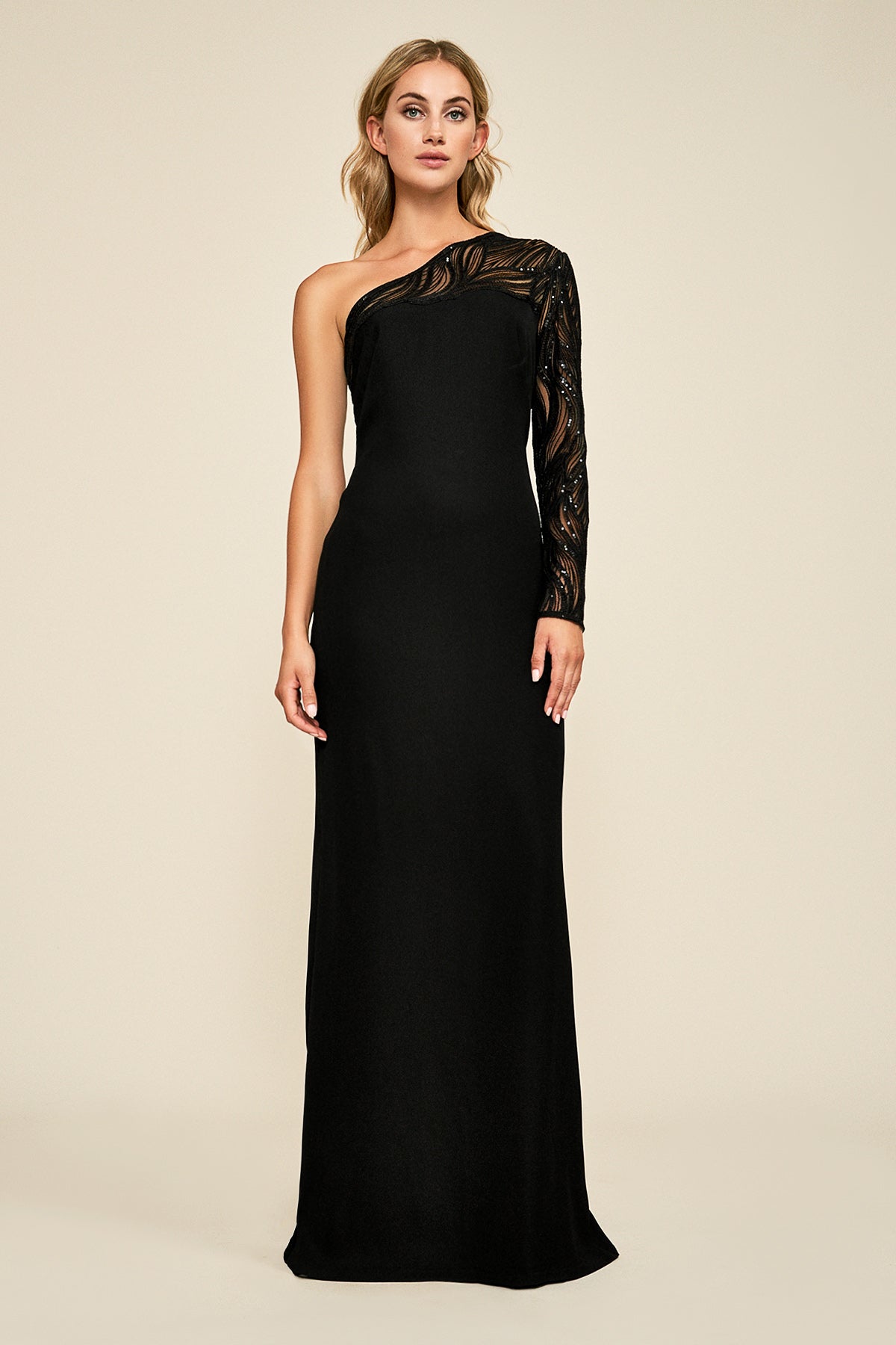 Tertia One-Shoulder Crepe Gown – Tadashi Shoji Official Online