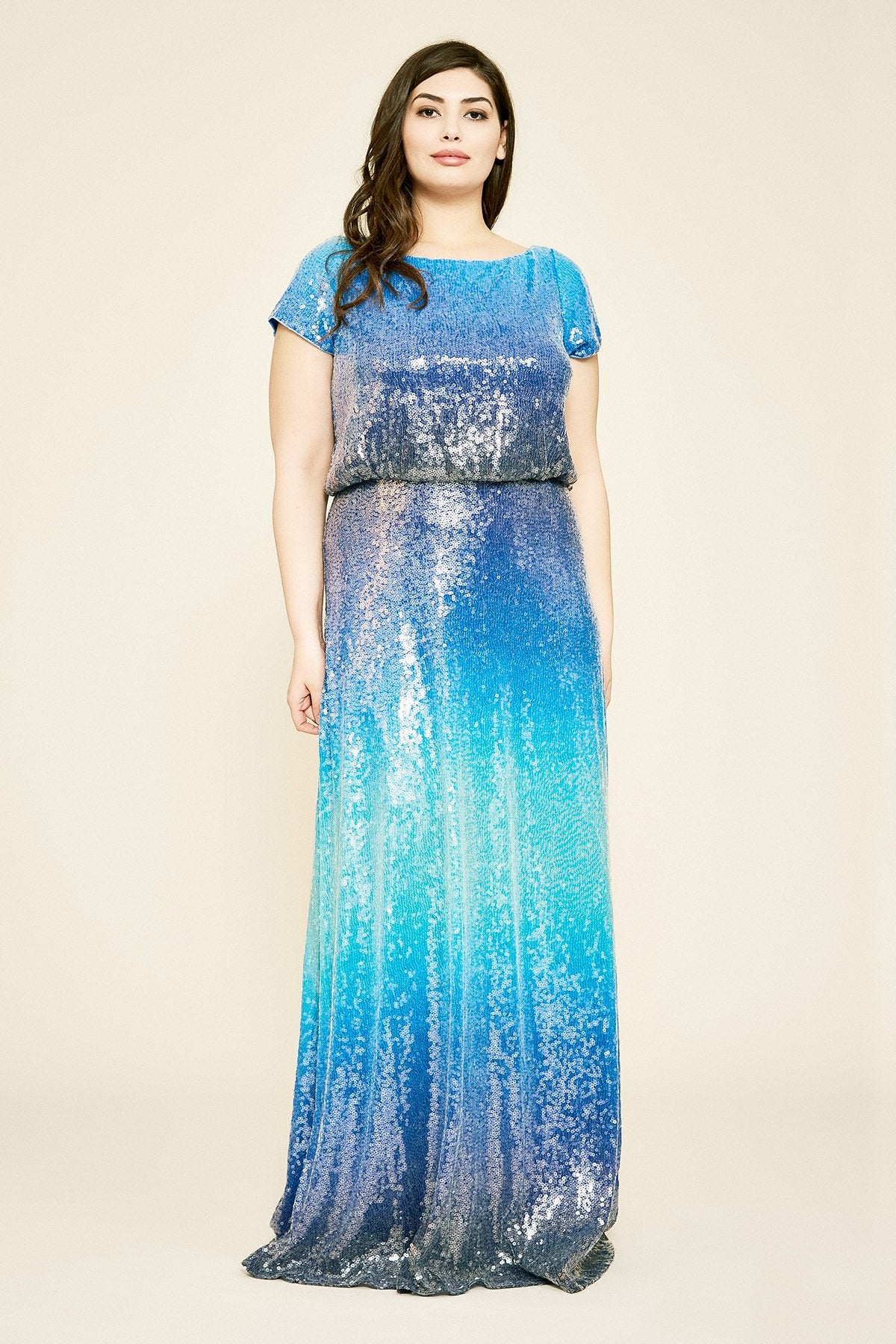 Walker Short-Sleeve Ombre Sequin Gown - PLUS SIZE Tadashi Shoji Official Online Boutique Walker Short-Sleeve Ombre Sequin Gown - PLUS SIZE Tadashi Shoji Official Online Boutique
