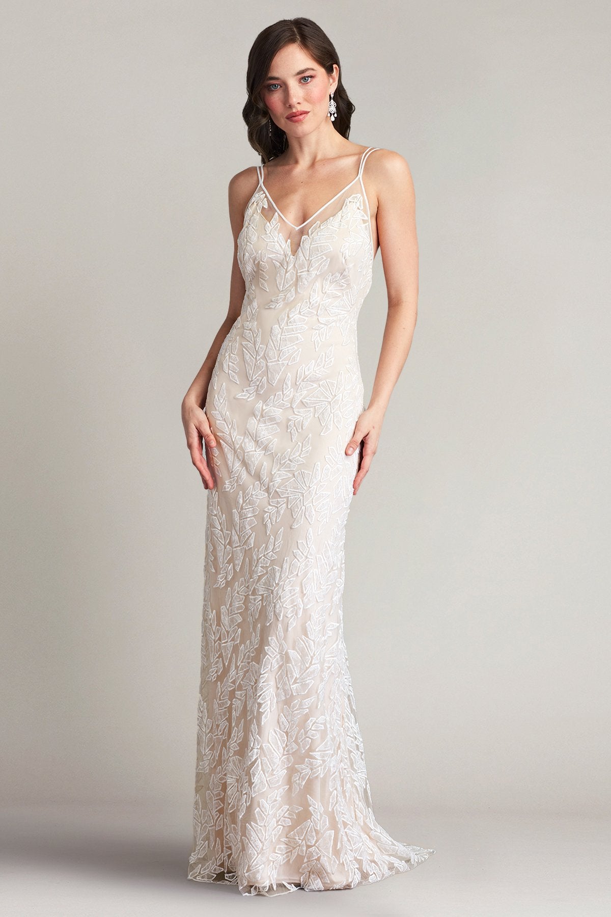 Pippa Embroidered Tulle Strap Gown