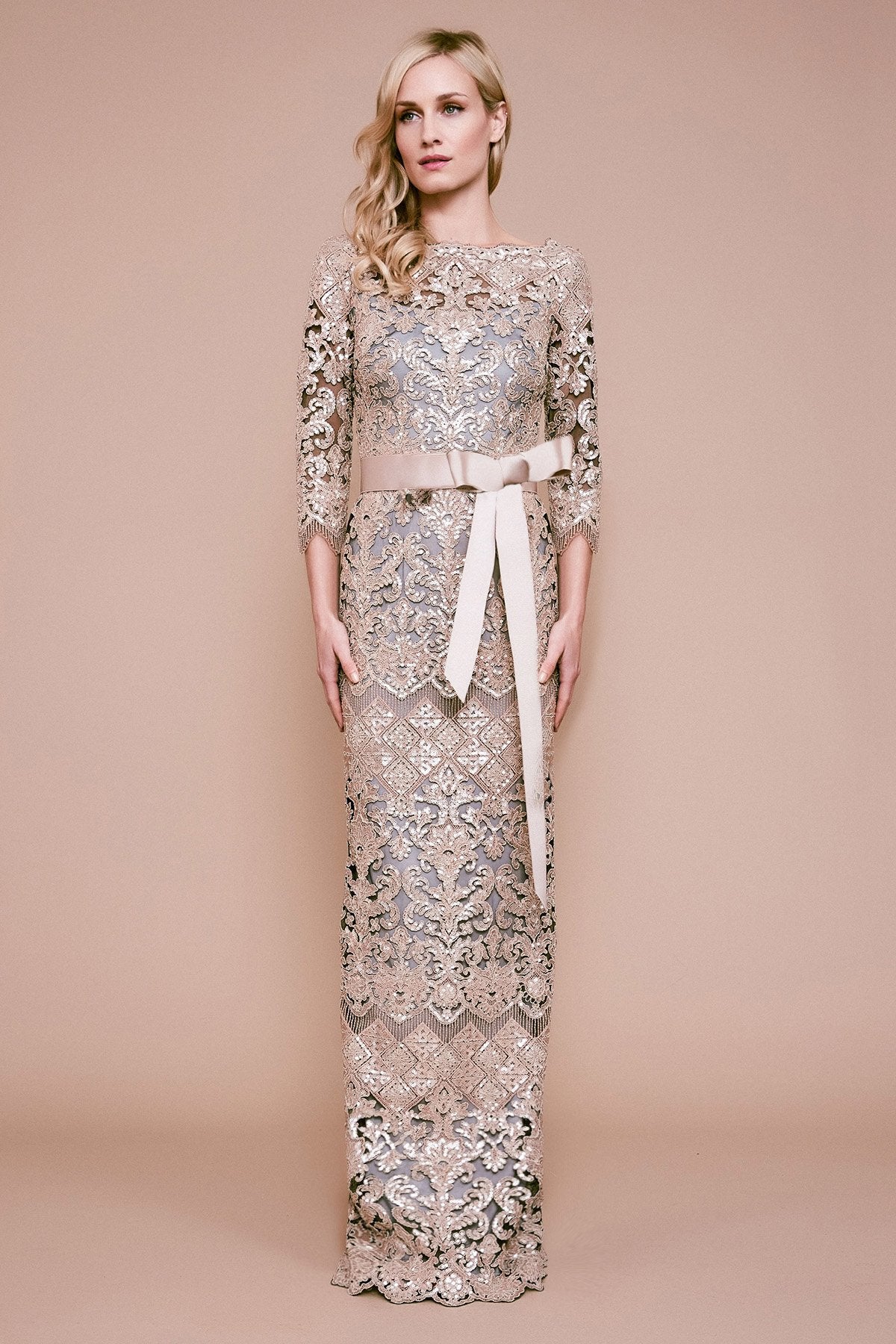 Waverly Sequin Embroidered Gown