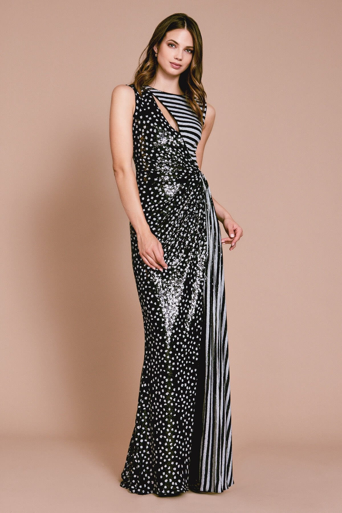 Watson Striped Slit Gown – Tadashi Shoji Official Online Boutique
