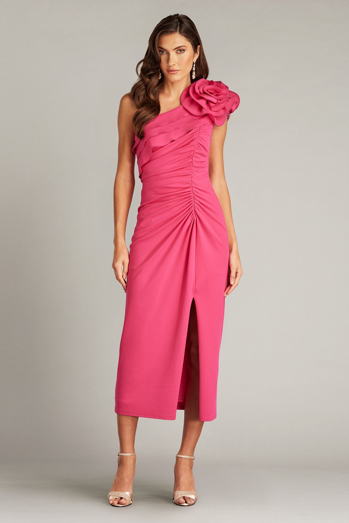 Pike Draped Rosette Shoulder Dress – Tadashi Shoji Official Online