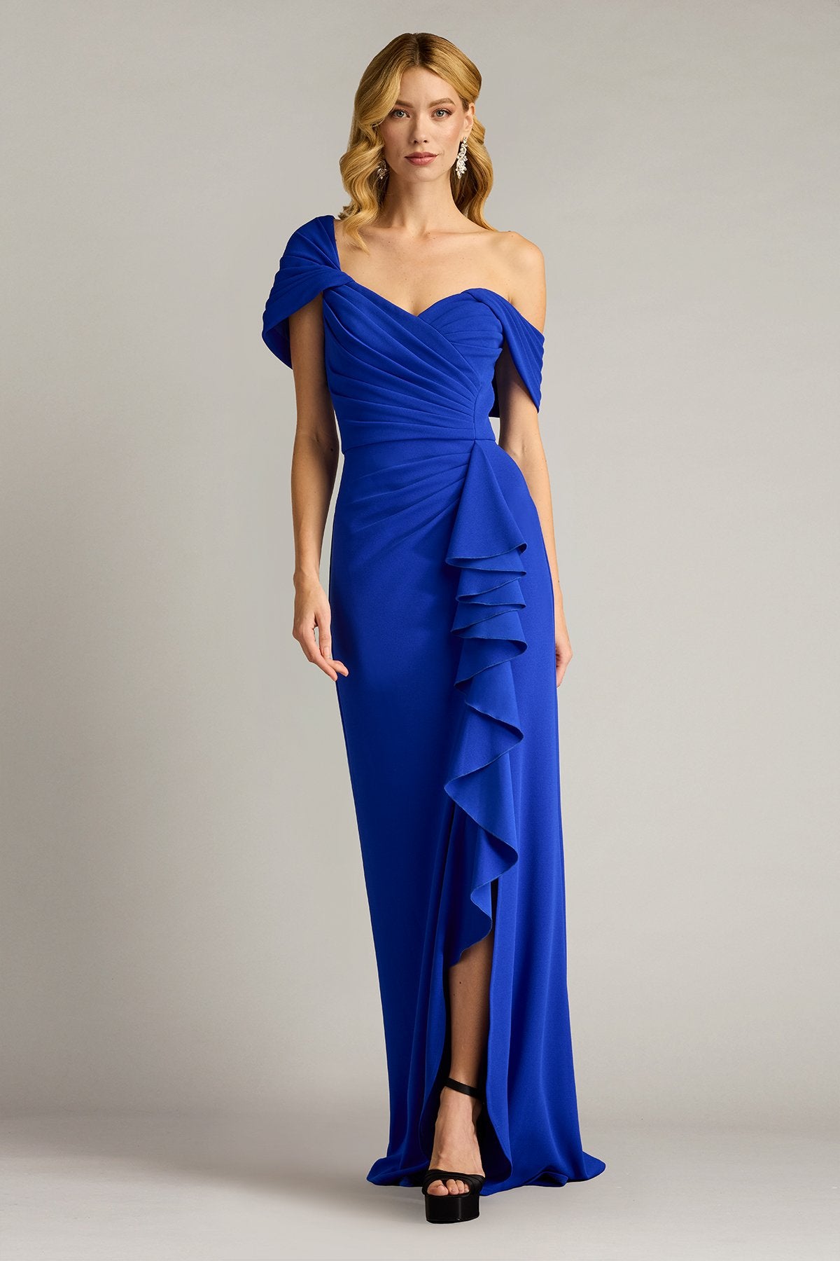 Drea Waterfall Flounce Gown MSTBL Tadashi Shoji Official Online Boutique Drea Waterfall Flounce Gown MSTBL Tadashi Shoji Official Online Boutique