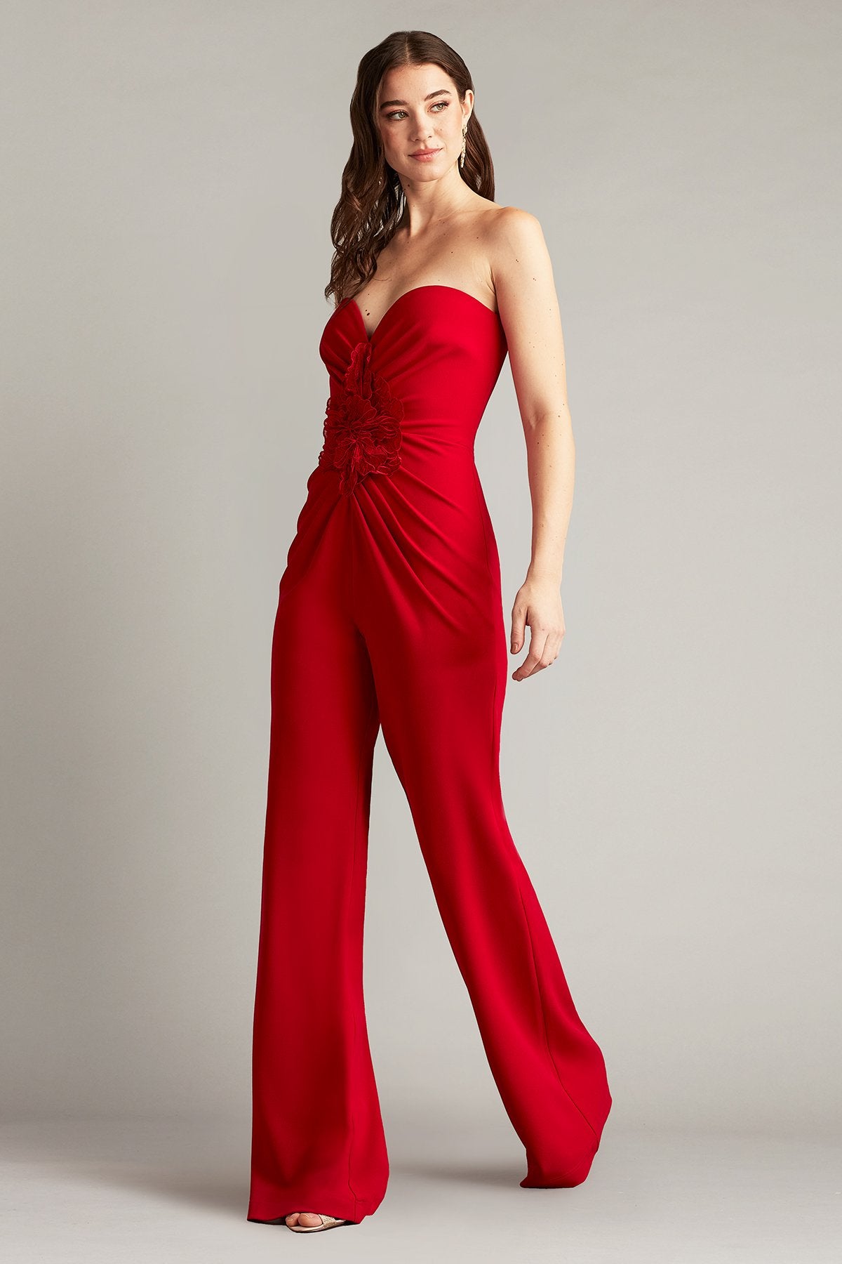 TADASHI SHOJI フリル付きレッドドレス Sirota Center-Front Ruffle Jumpsuit – Tadashi Shoji Official