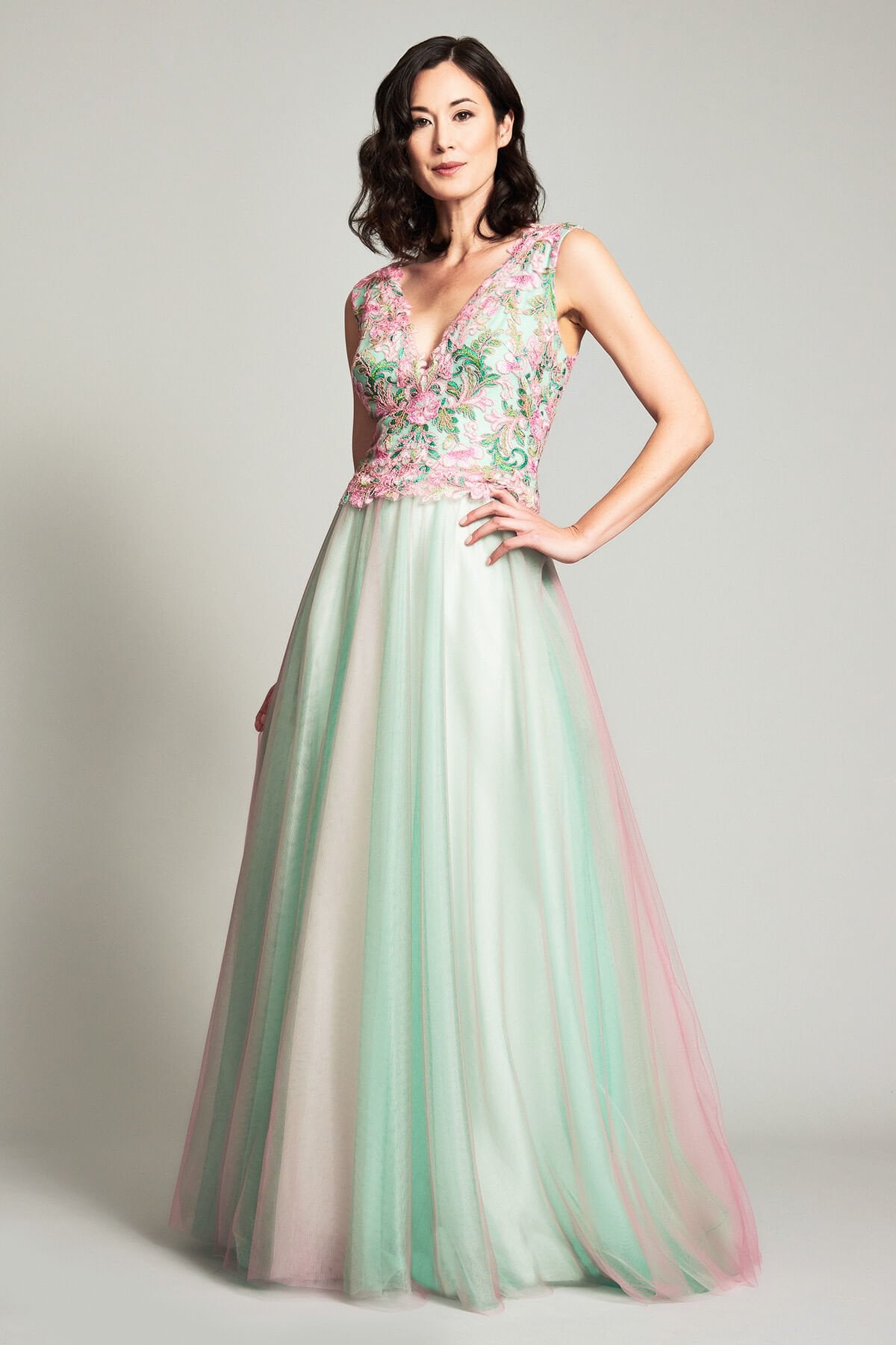 Churan Floral Embroidered Gown  Tadashi Shoji Official Online Boutique