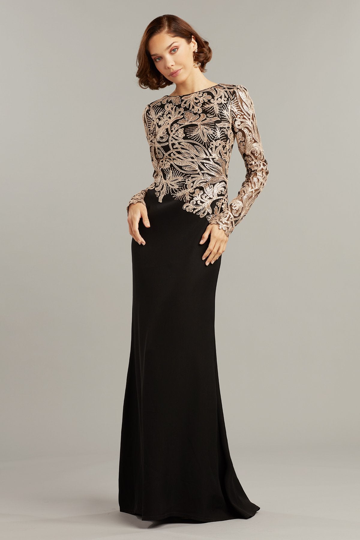 Amal Embroidered Crepe Gown – Tadashi Shoji Official Online Boutique