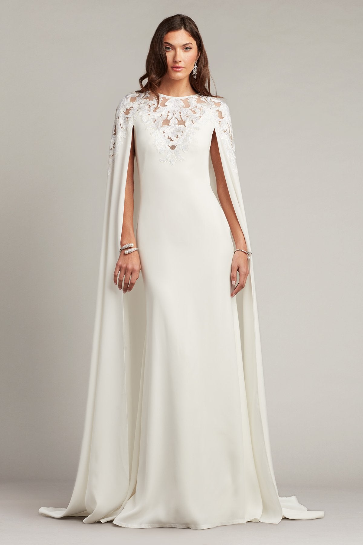Bales Cape Sleeve Illusion Gown – Tadashi Shoji Official Online Boutique