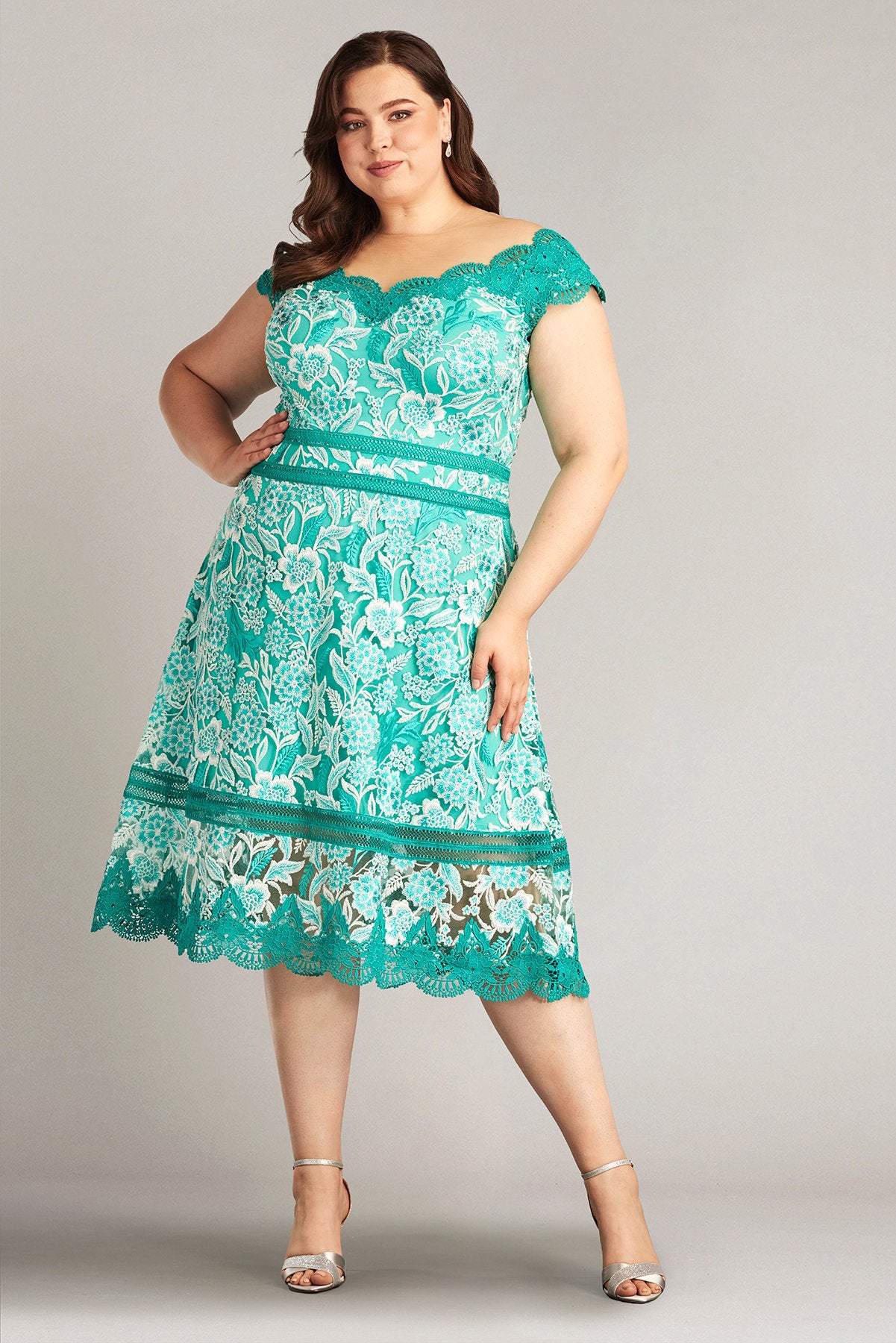 Nance Double Banded Scalloped Lace Dress - PLUS SIZE Tadashi Shoji Official Online Boutique Nance Double Banded Scalloped Lace Dress - PLUS SIZE Tadashi Shoji Official Online Boutique