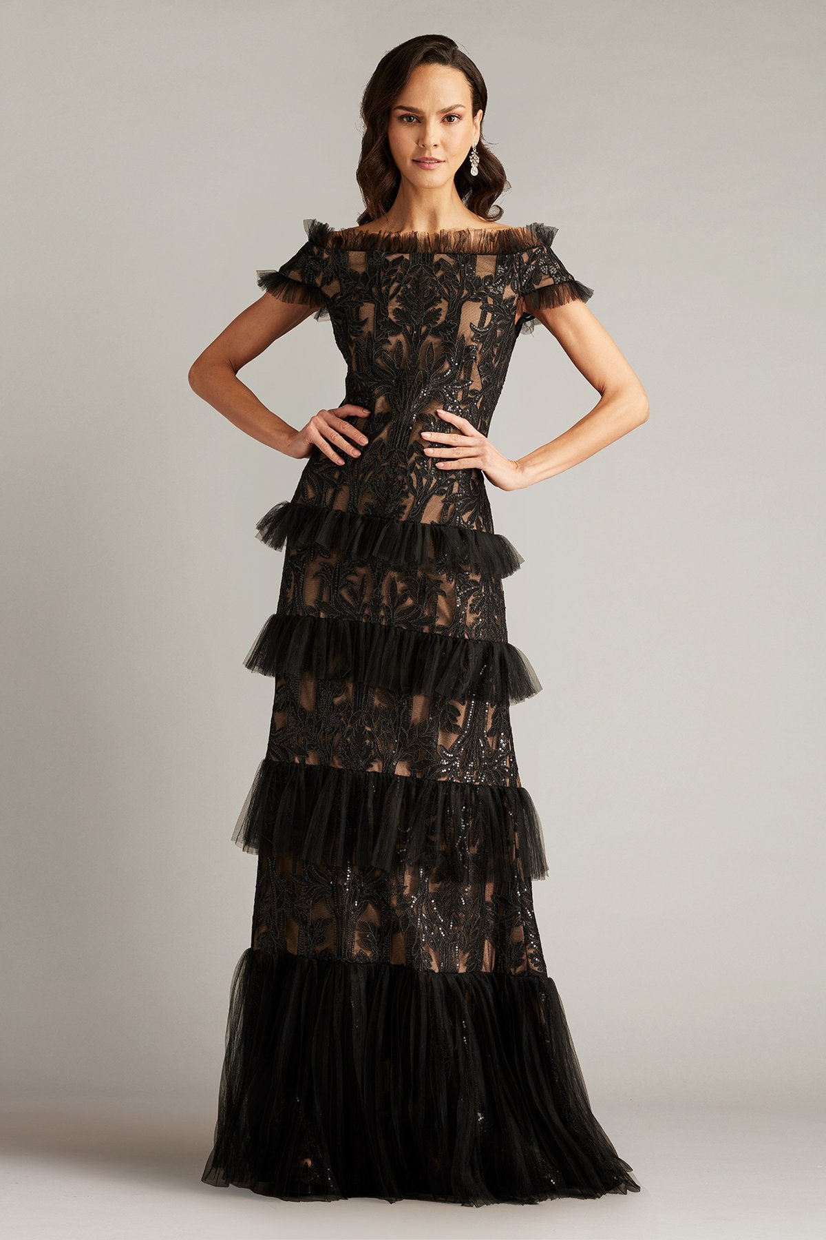 Pemma Sequin Embroidered Tiered Gown – Tadashi Shoji Official Online  Boutique