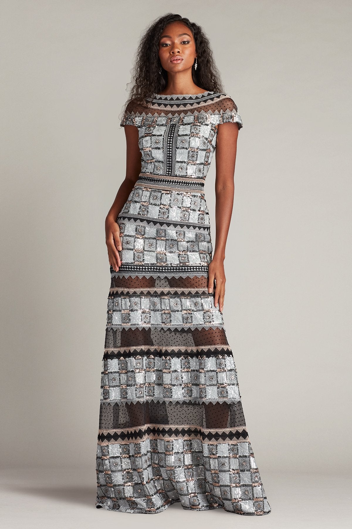 Jovie Sequin Embroidered Illusion Gown – Tadashi Shoji Official
