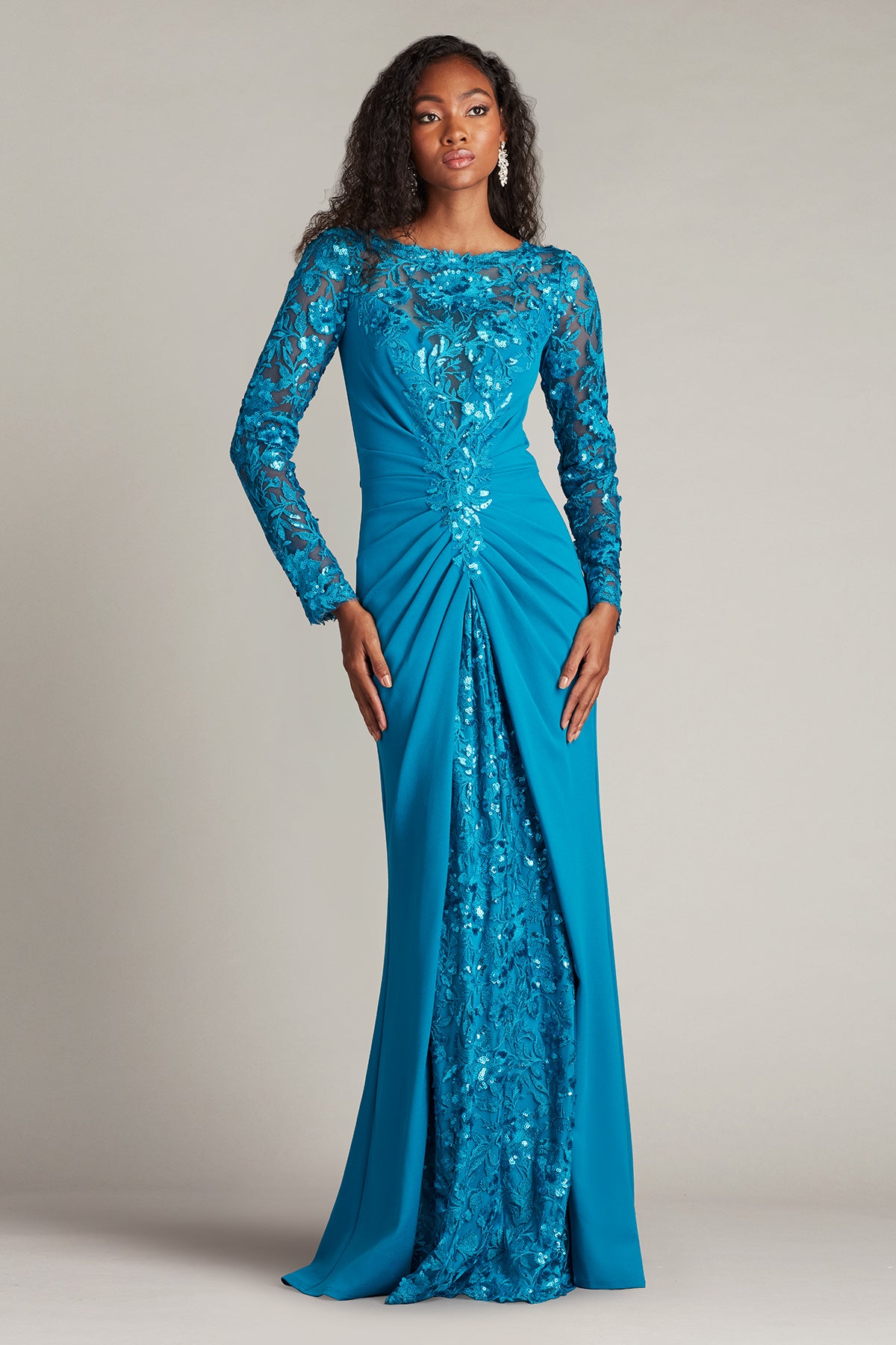 blue marine pink dress Whitley Sequin Embroidered Gown