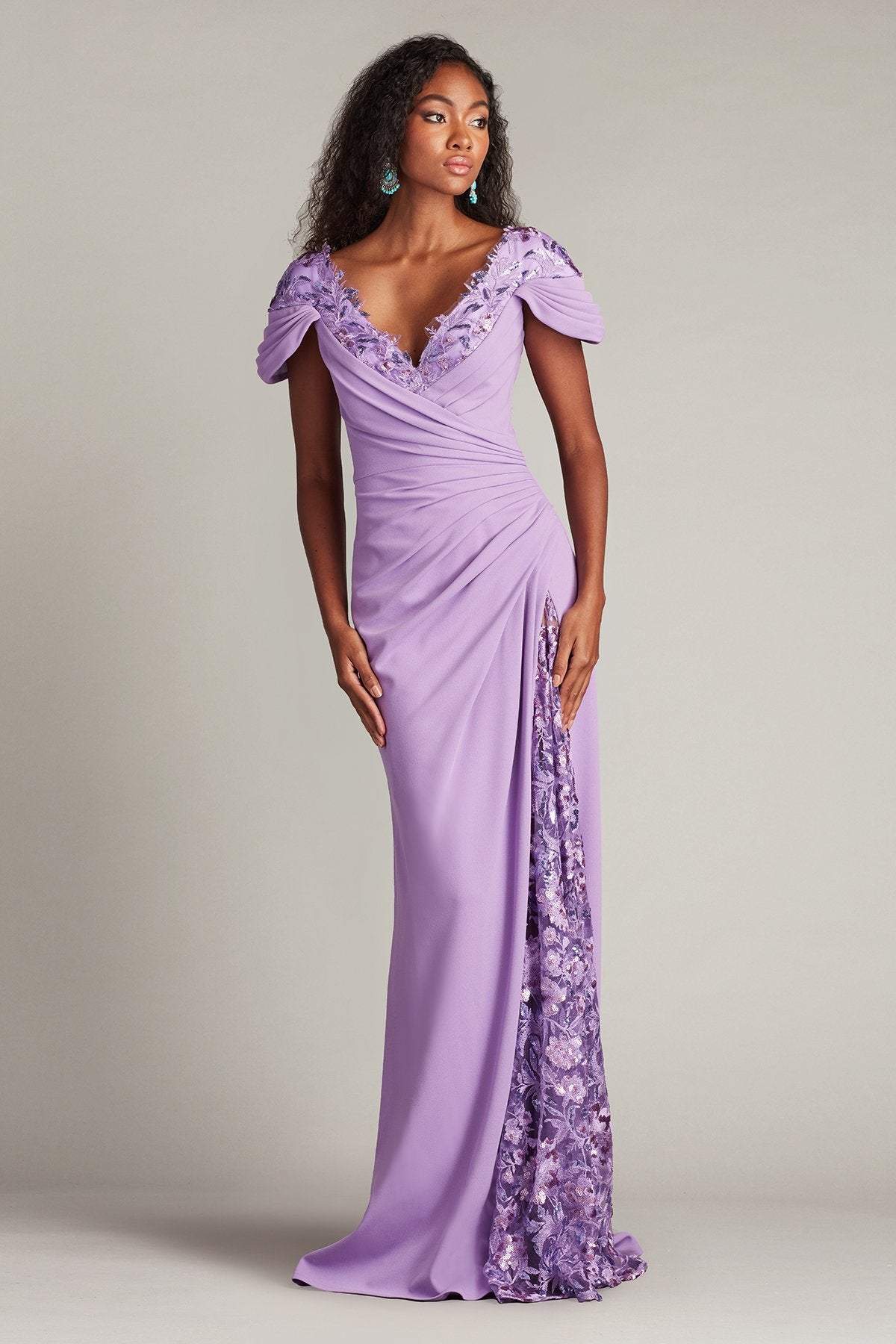 Sunas Draped Crepe and Sequin Embroidered Gown Tadashi Shoji Official Online Boutique Sunas Draped Crepe and Sequin Embroidered Gown Tadashi Shoji Official Online Boutique