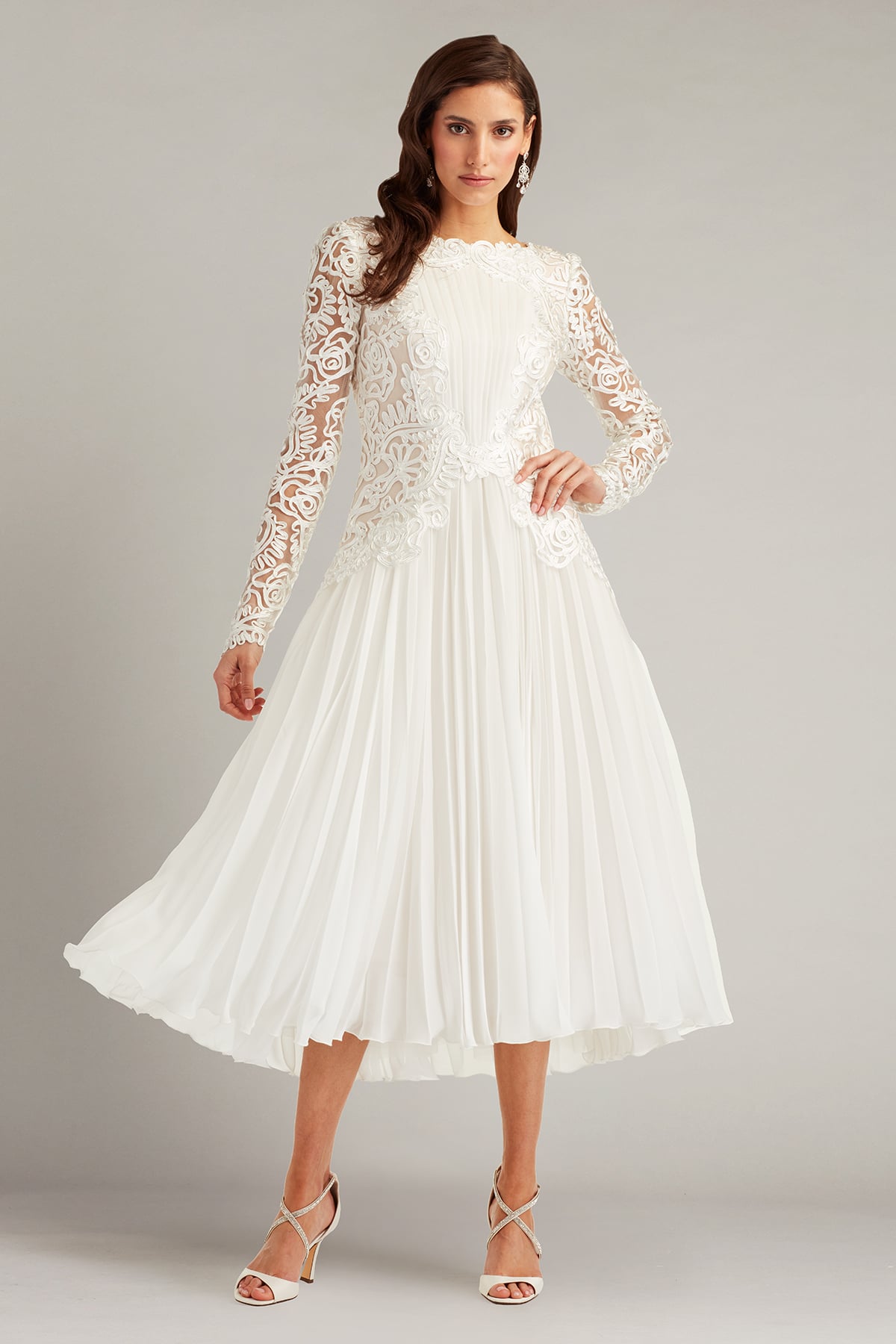 Caius Embroidered Illusion Midi Dress