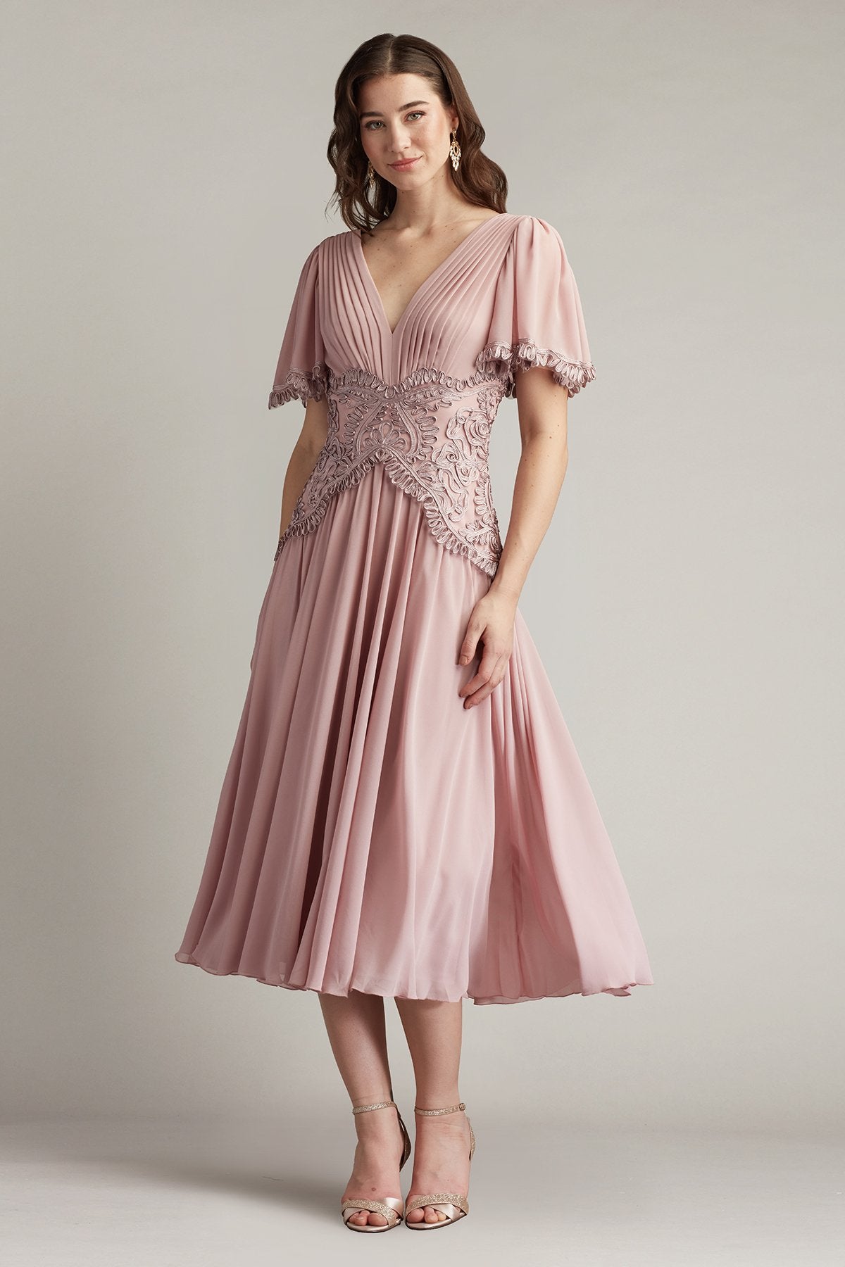 chiffon midi evening dress THE ANGEL CHIFFON MIDI DRESS IN BLUE