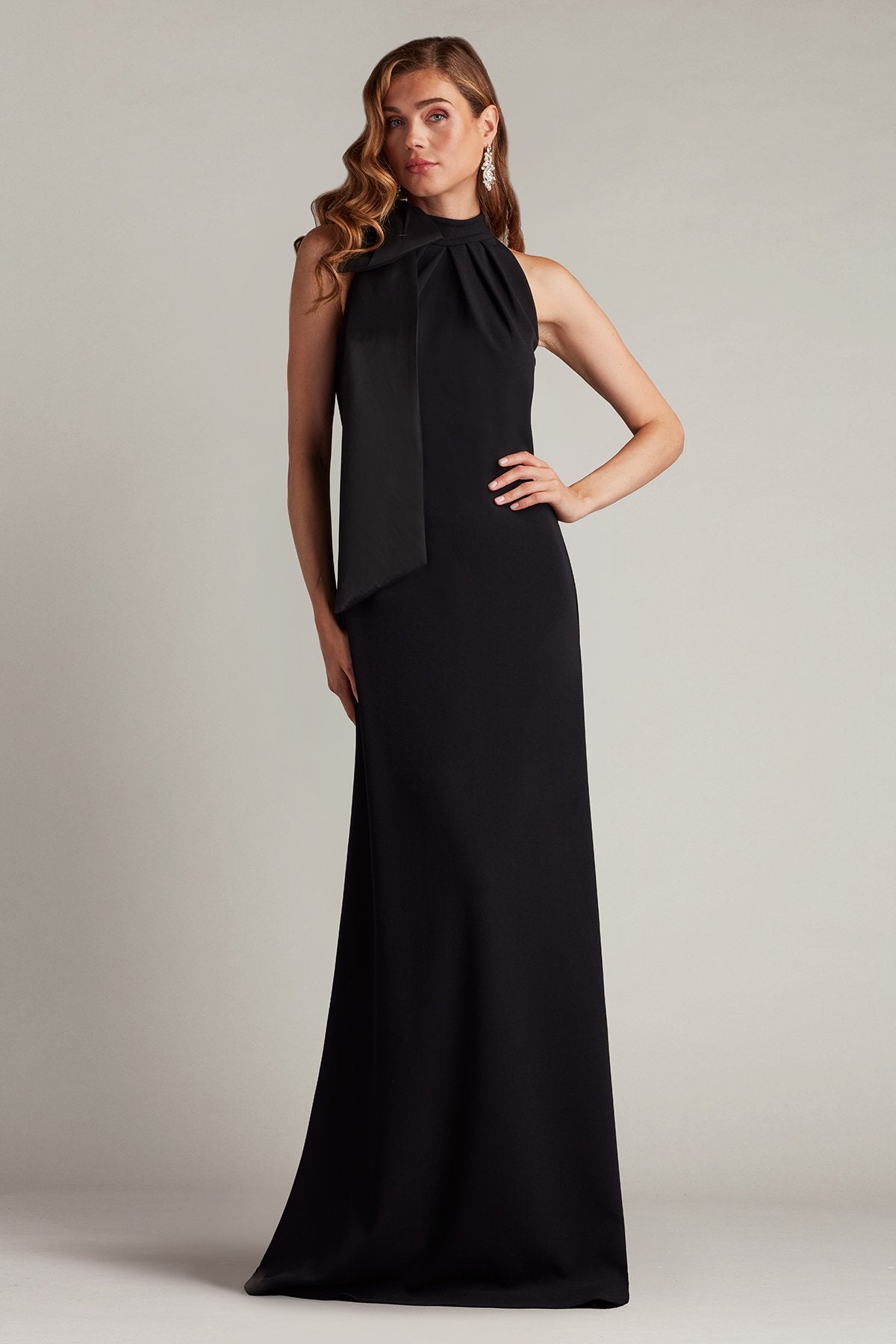 Sims Taffeta Shoulder Bow Halter Gown Black Tadashi Shoji Official Online Boutique Sims Taffeta Shoulder Bow Halter Gown Black Tadashi Shoji Official Online Boutique