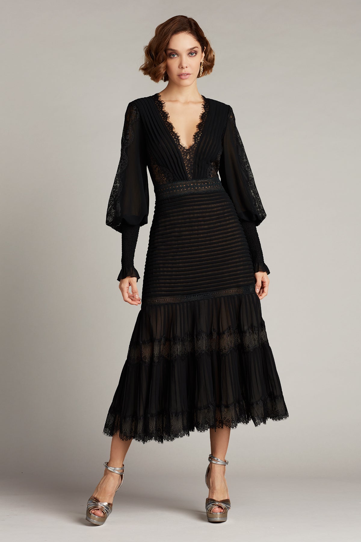 long sleeve georgette dress Nyssa Bishop Sleeve Dress – Tadashi Shoji Official Online Boutique