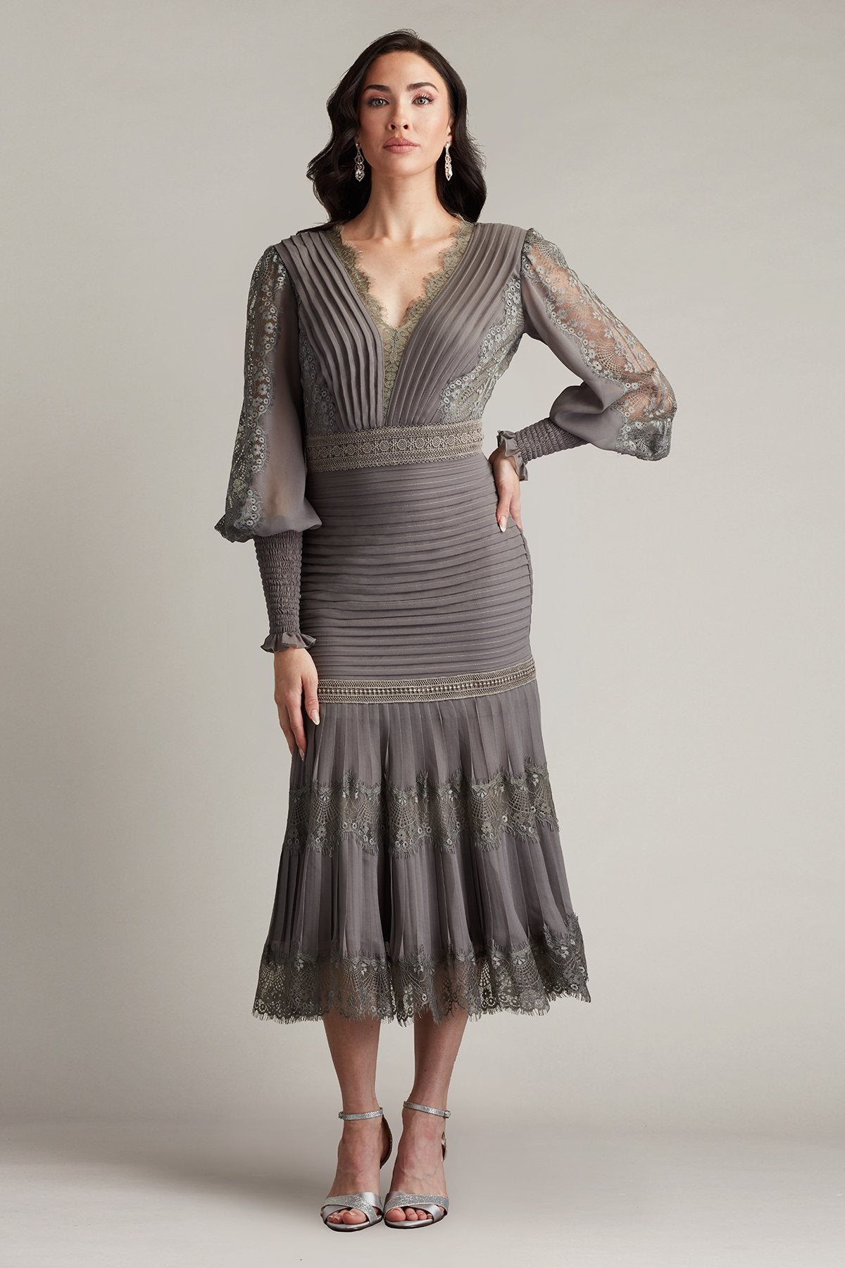 Nyssa Bishop Sleeve Dress GRPHT – Tadashi Shoji Official Online