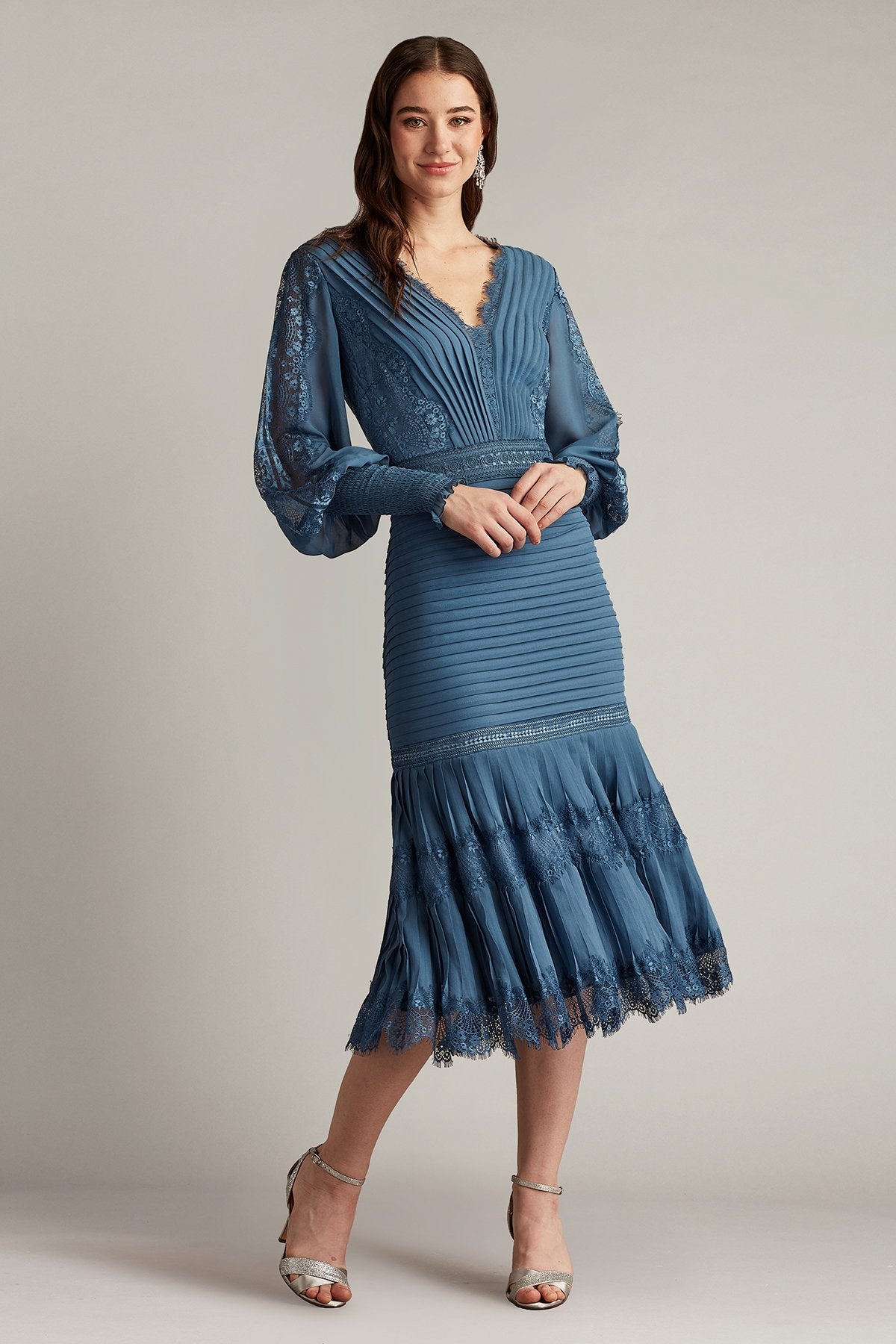 Nyssa Bishop Sleeve Dress SLATE Tadashi Shoji Official Online Boutique Nyssa Bishop Sleeve Dress SLATE Tadashi Shoji Official Online Boutique