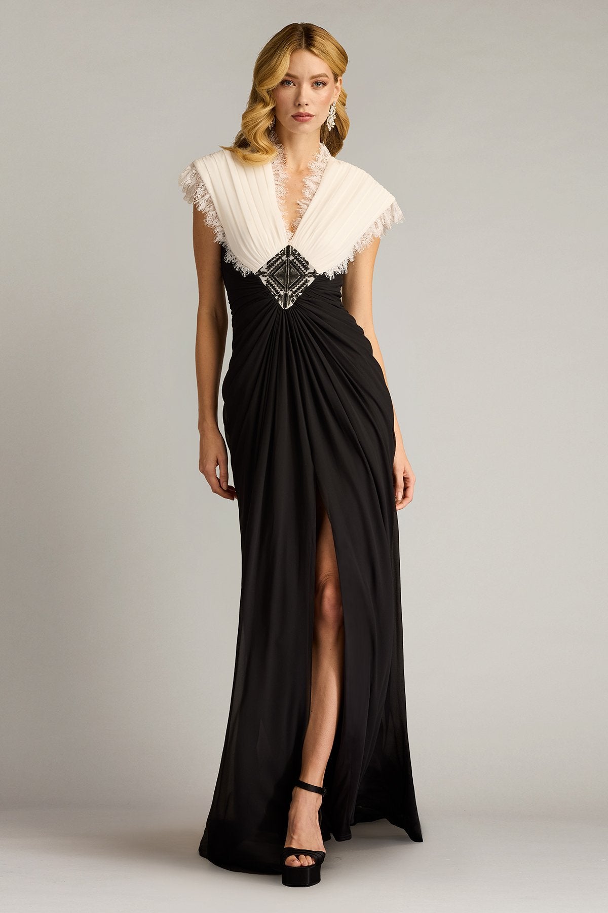 Amelie Lace Trim Chiffon Gown Tadashi Shoji Official Online Boutique Amelie Lace Trim Chiffon Gown Tadashi Shoji Official Online Boutique