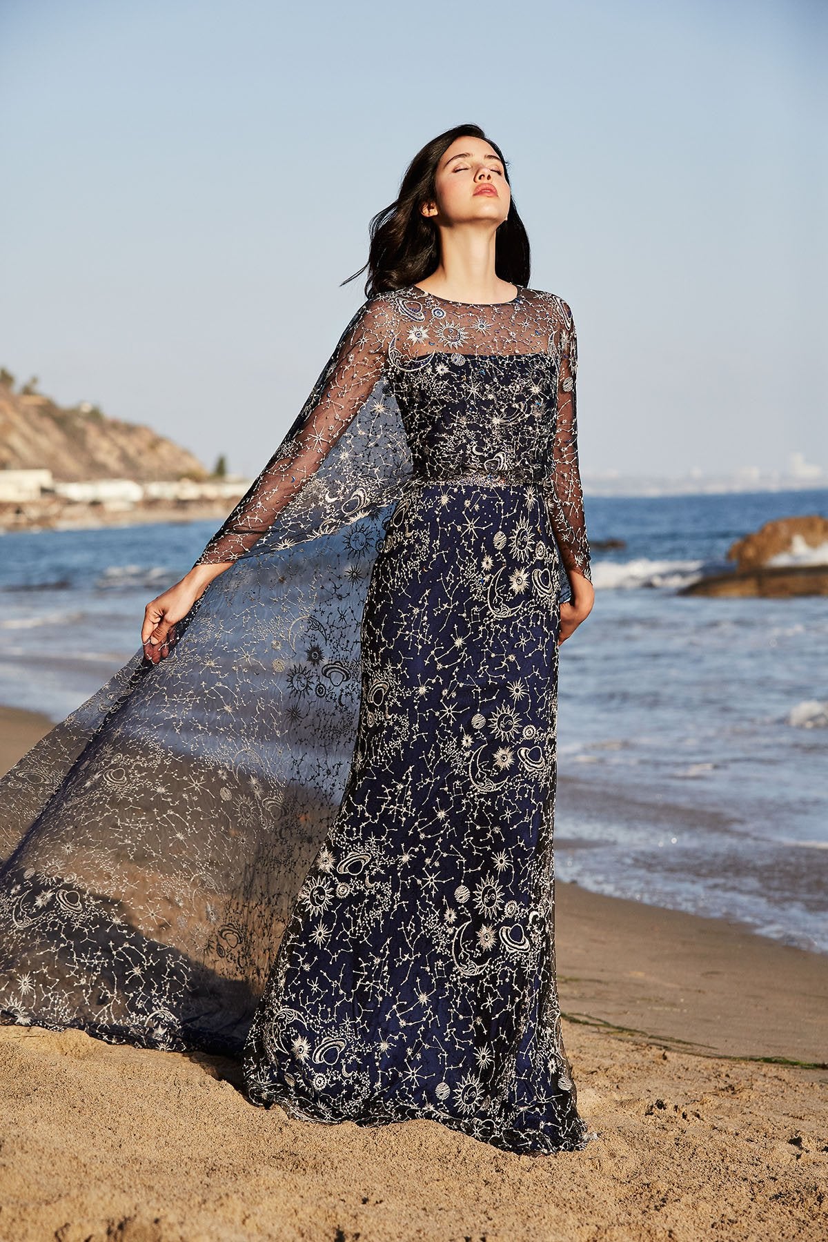 Tadashi Shoji - Bourne Sweeping Cape Gown