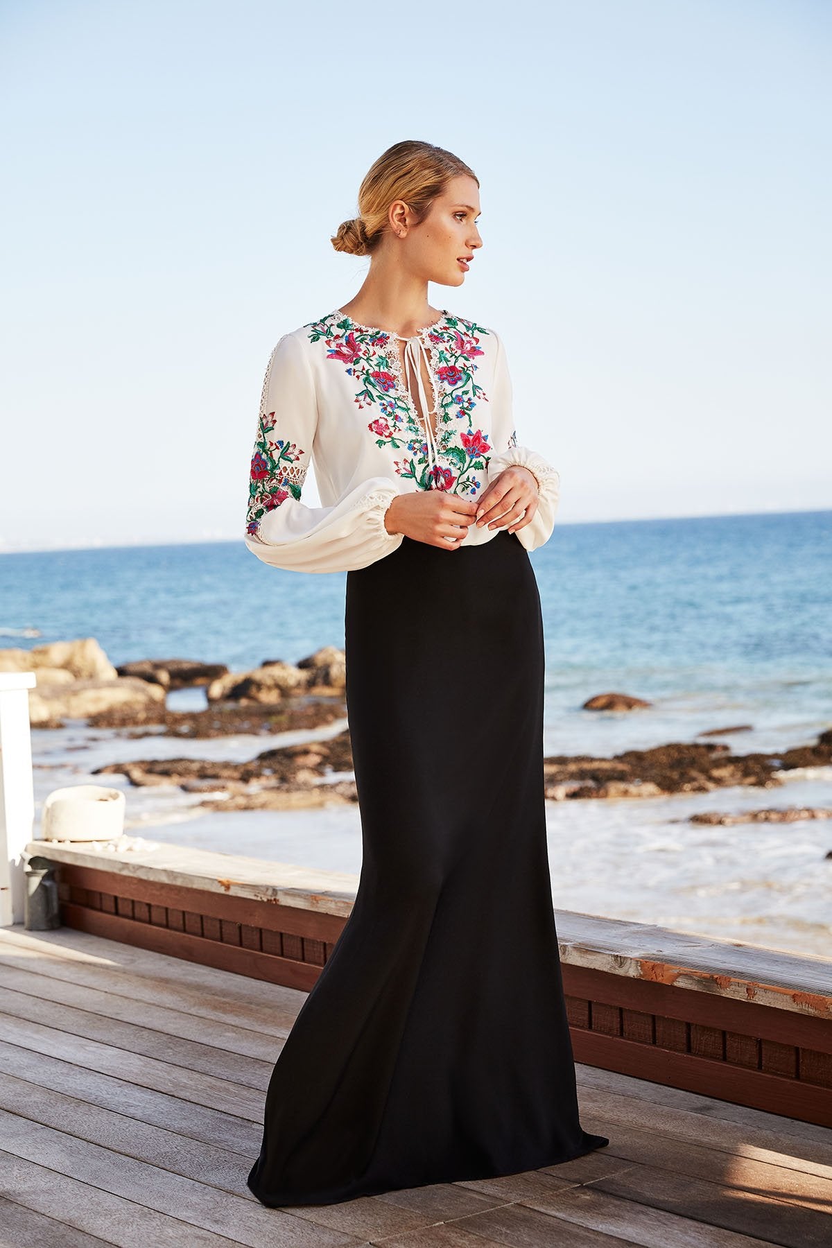 Tadashi Shoji - Hailey Embroidered Crepe Gown