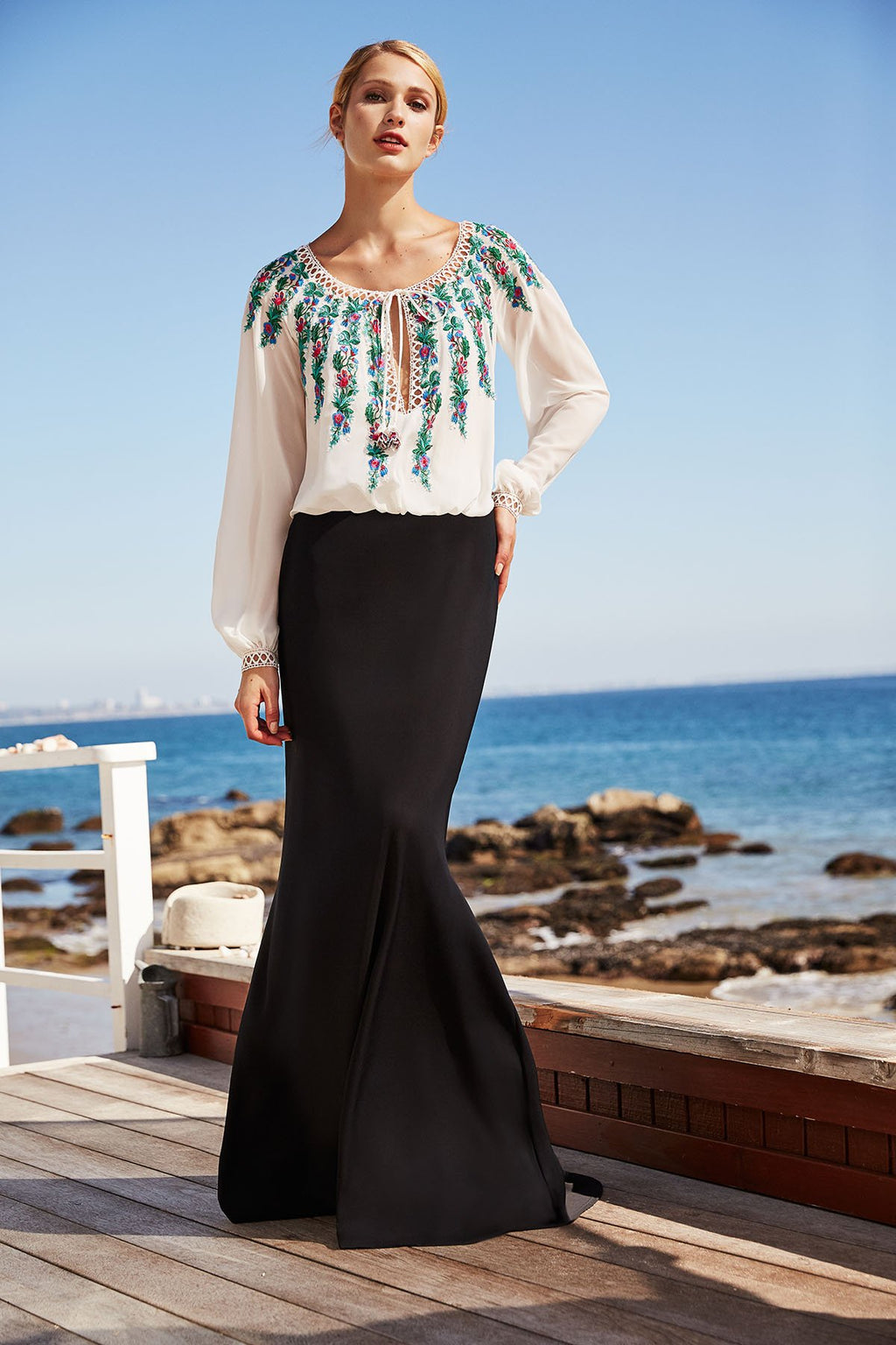 Tadashi Shoji - Alina Embroidered Crepe Gown