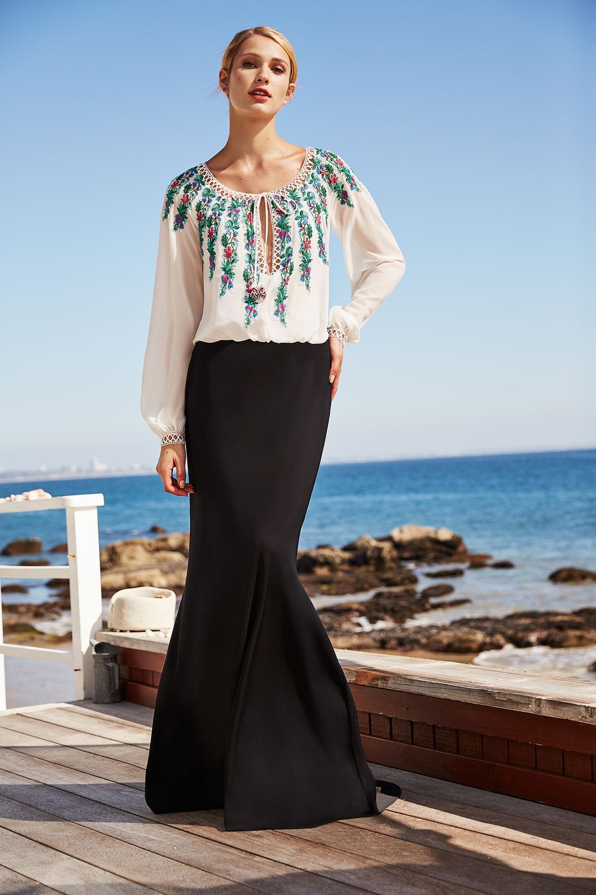 Tadashi Shoji - Alina Embroidered Crepe Gown