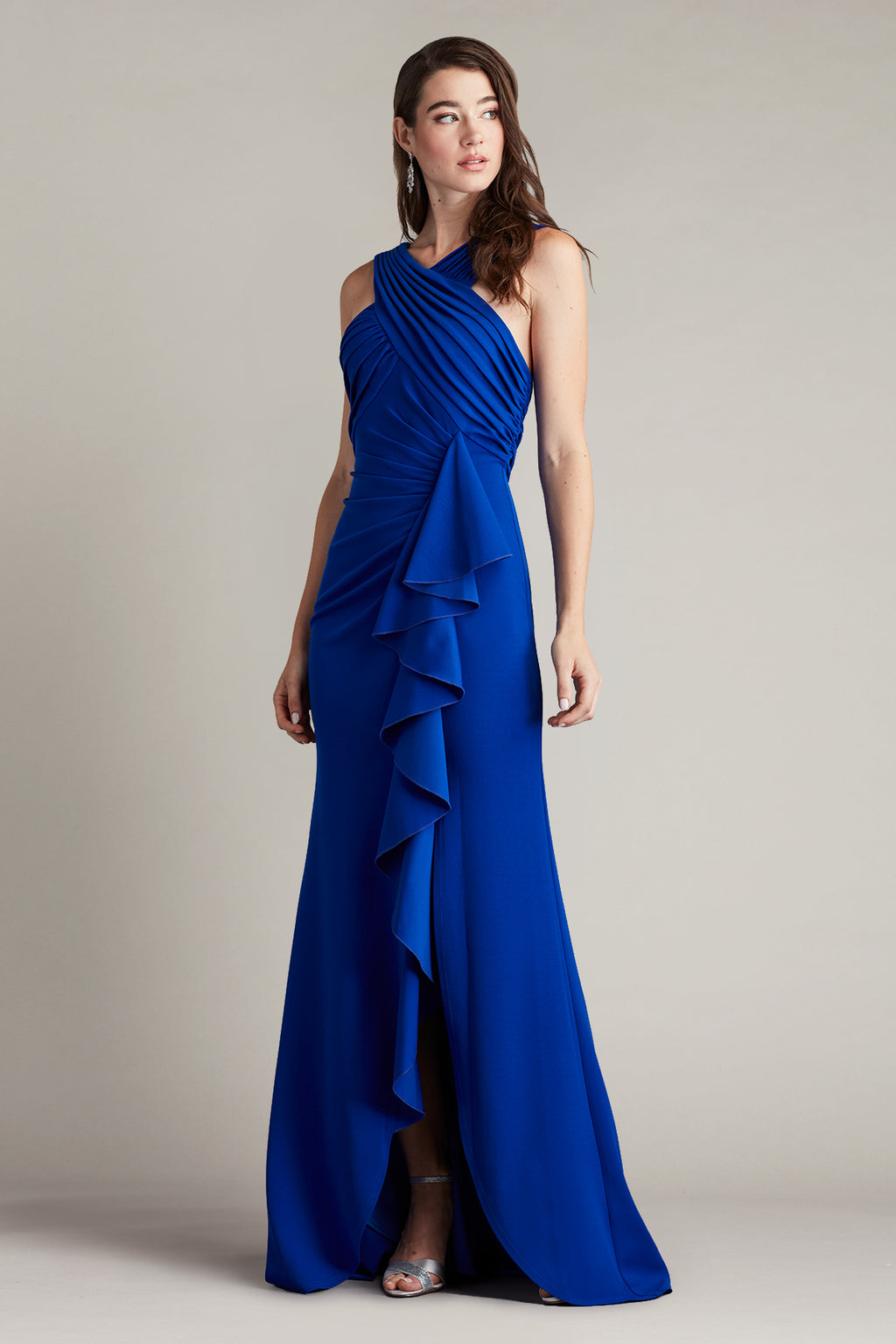 Setta Pleated Cascading Ruffle Gown