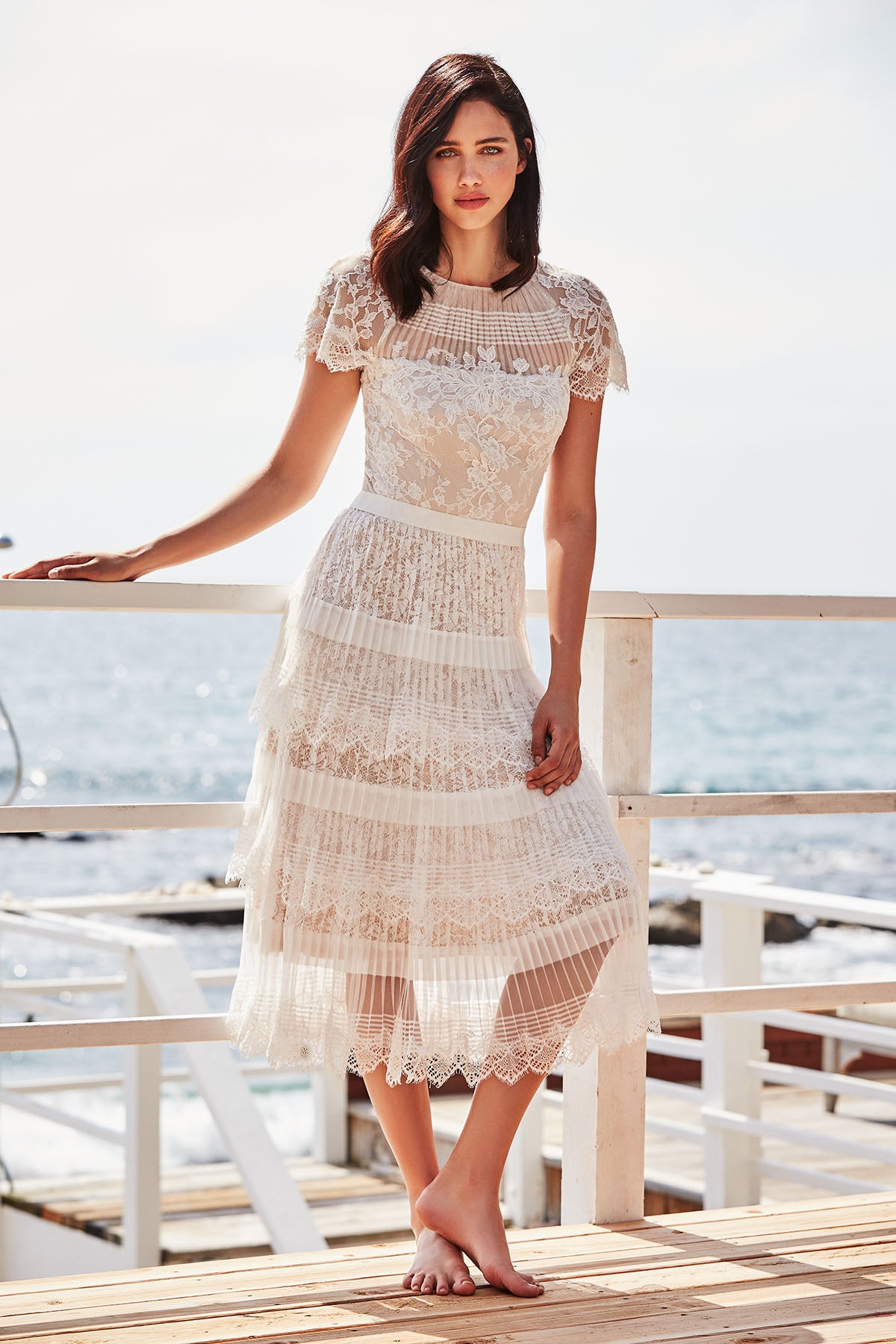 Tadashi Shoji - Nixie Pleated Tea-Lenght Dress