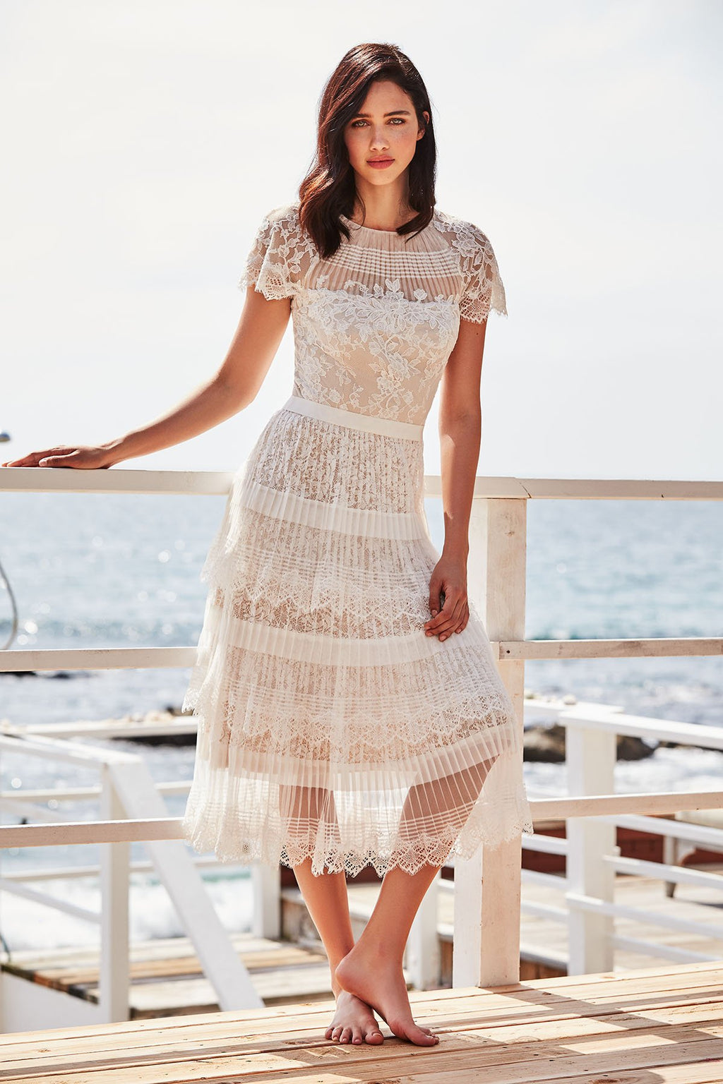 Nixie Pleated Tea-Length Dress