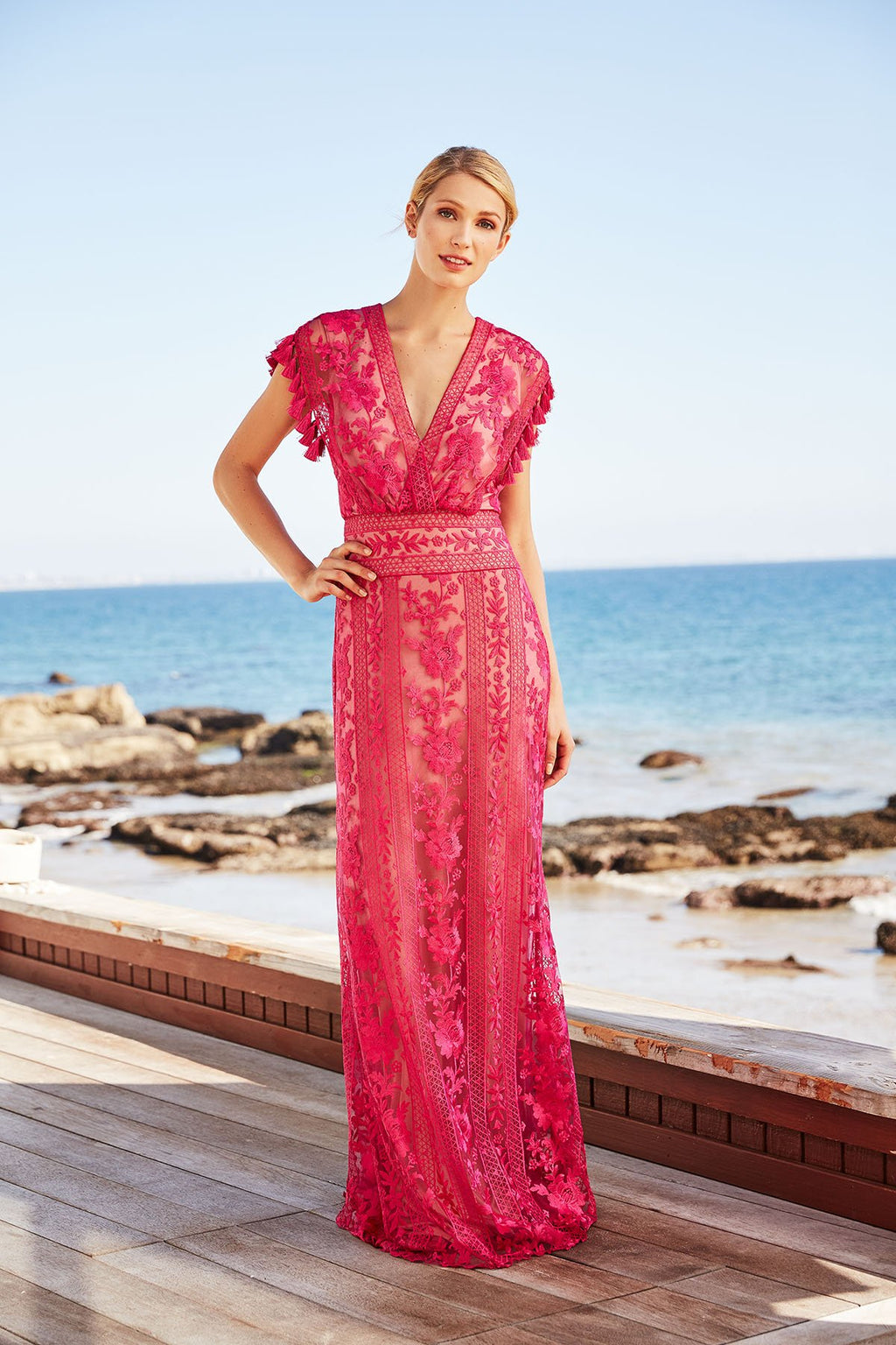 Tadashi Shoji - Brooklyn Embroidered Tassel Gown