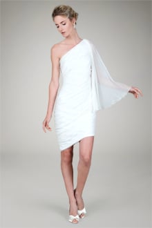 Crinkle Chiffon One Shoulder Dress in Ivory