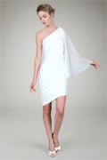 Crinkle Chiffon One Shoulder Dress in Ivory