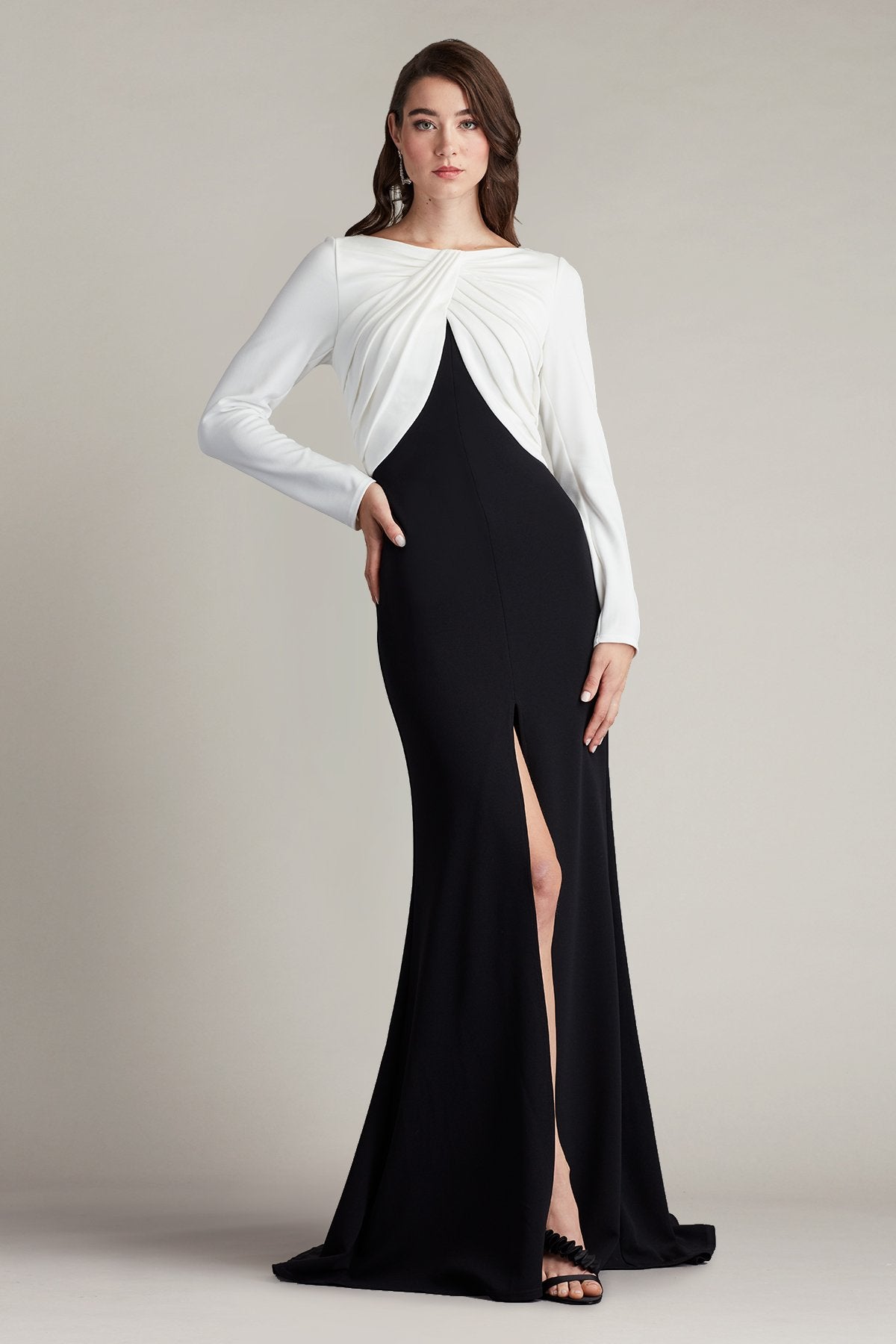 Nelson Long-Sleeve Crepe Gown