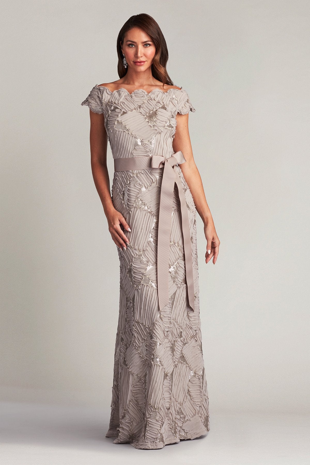 Demie Embroidered Mini Paillette Gown