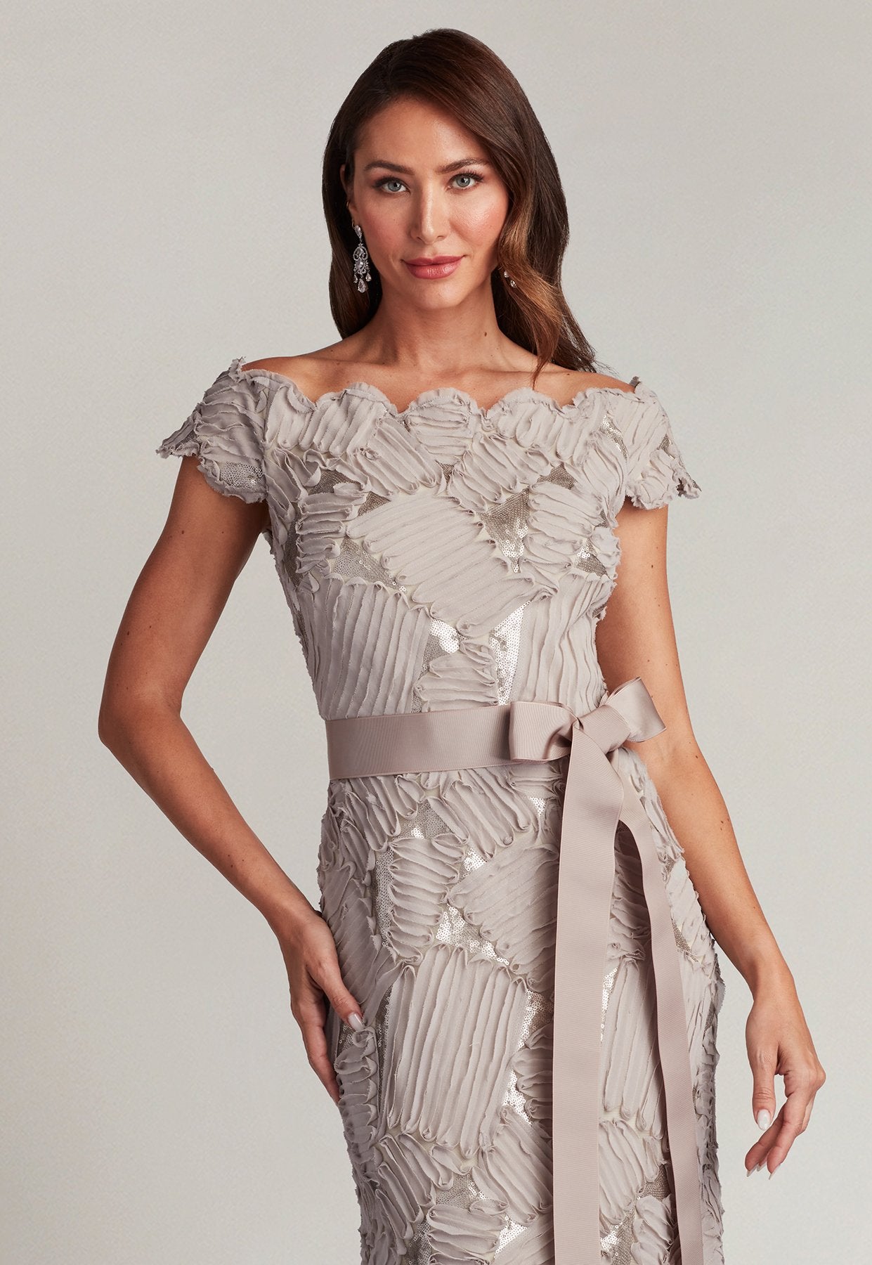 Demie Embroidered Mini Paillette Gown