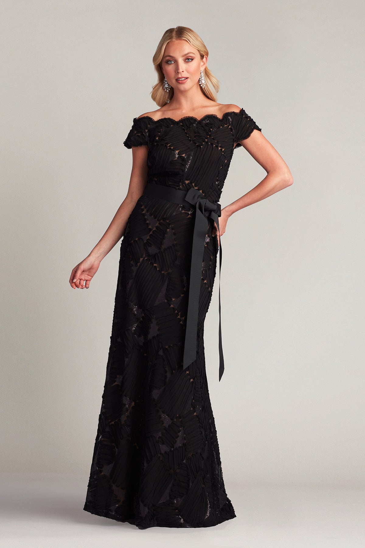 Demie Embroidered Mini Paillette Gown