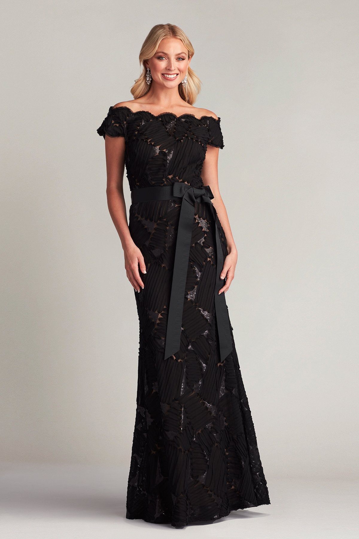 Demie Embroidered Mini Paillette Gown