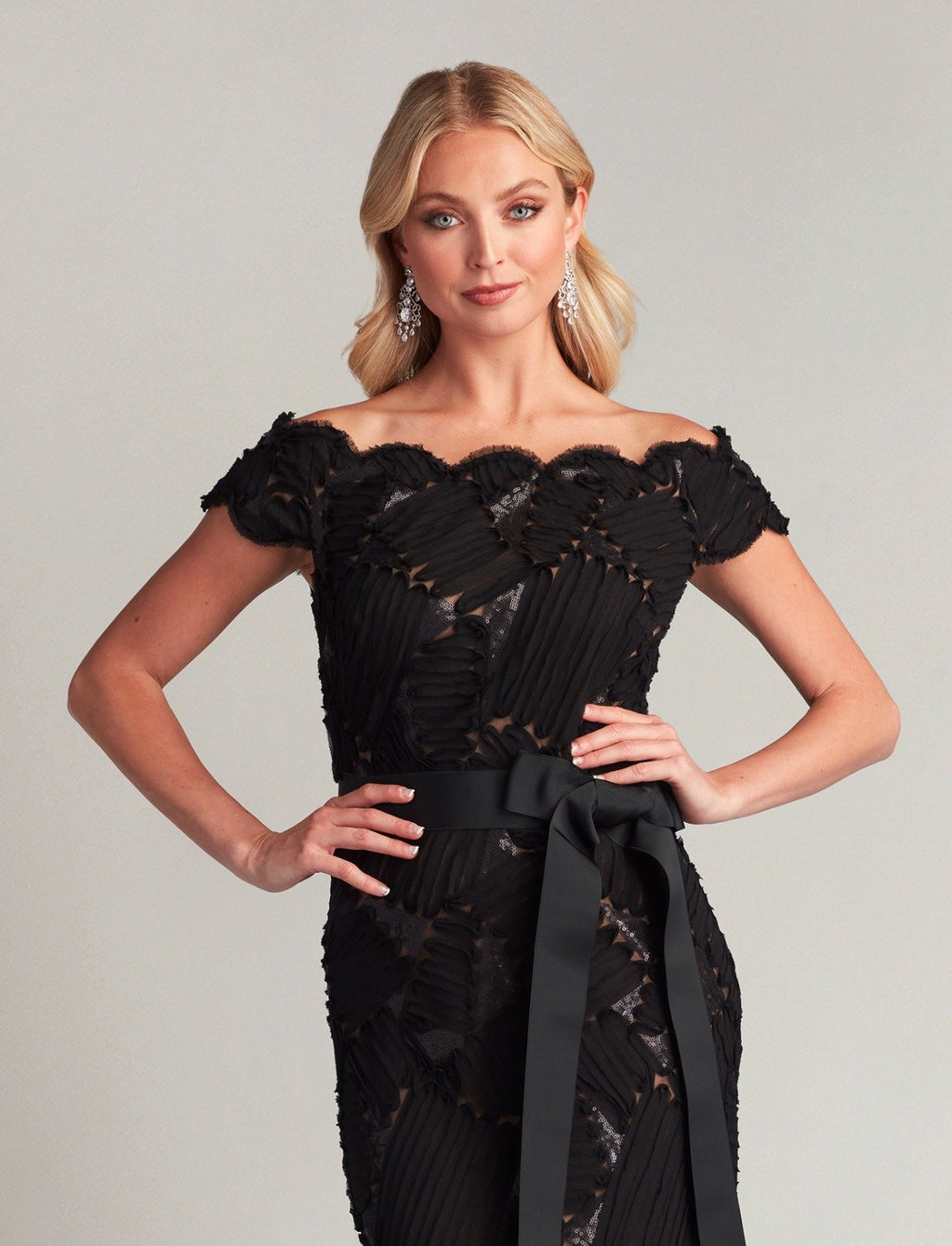 Demie Embroidered Mini Paillette Gown