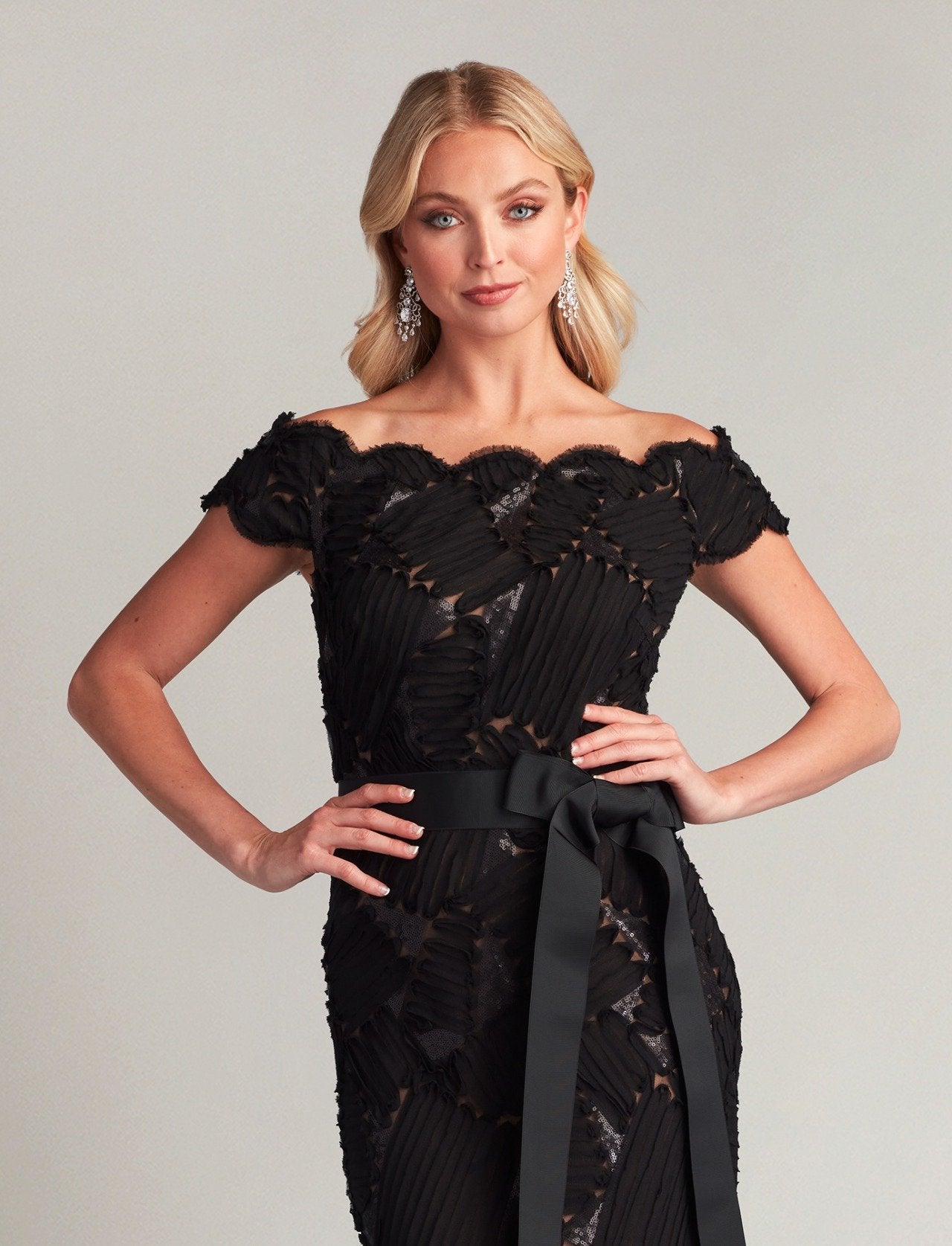 Demie Embroidered Mini Paillette Gown