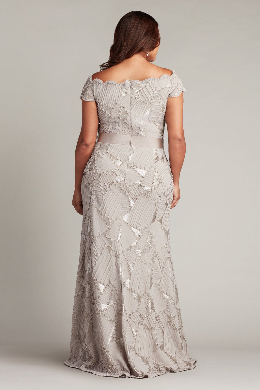 Demie Embroidered Mini Paillette Gown - PLUS SIZE