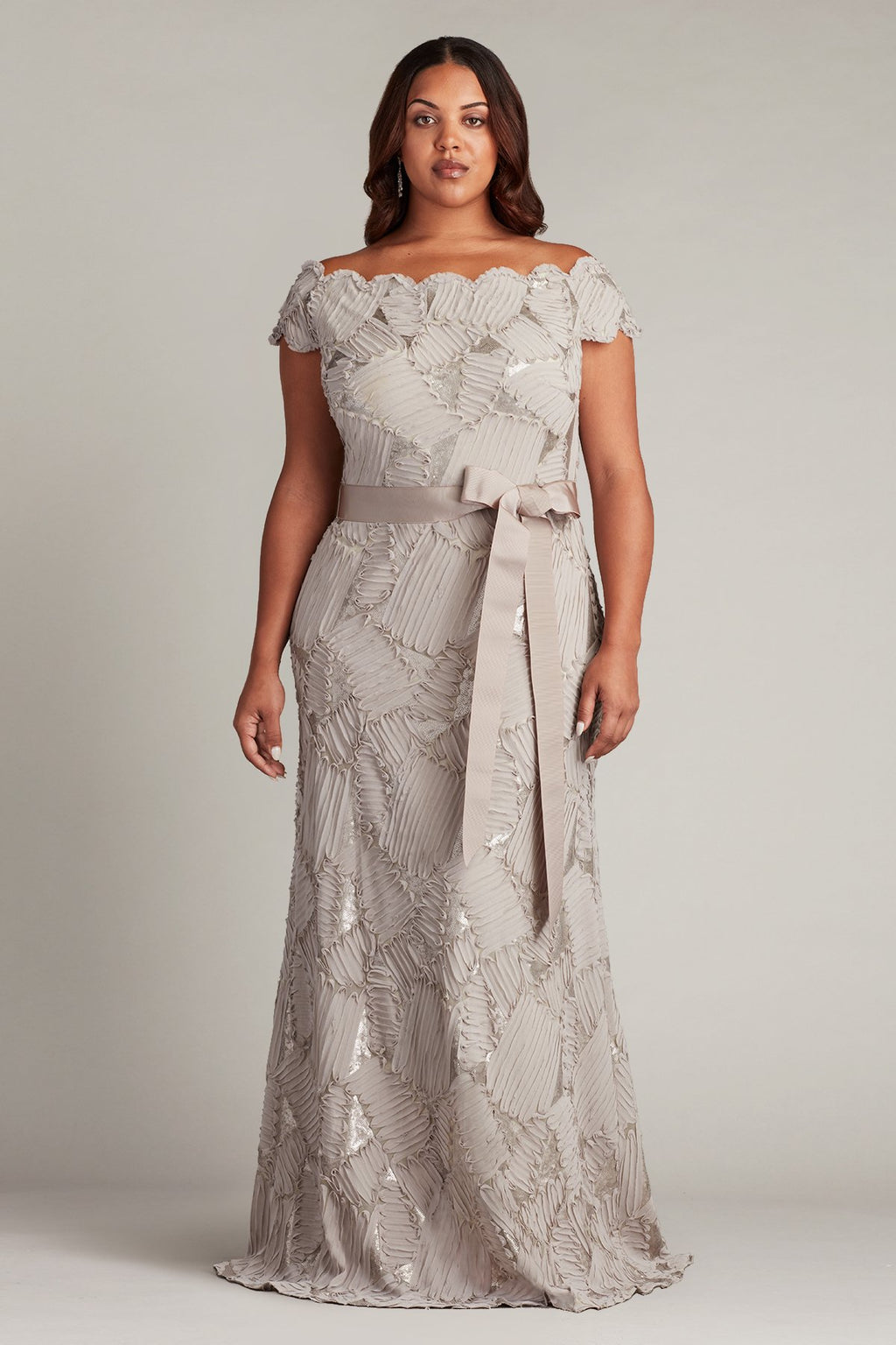 Demie Embroidered Mini Paillette Gown - PLUS SIZE